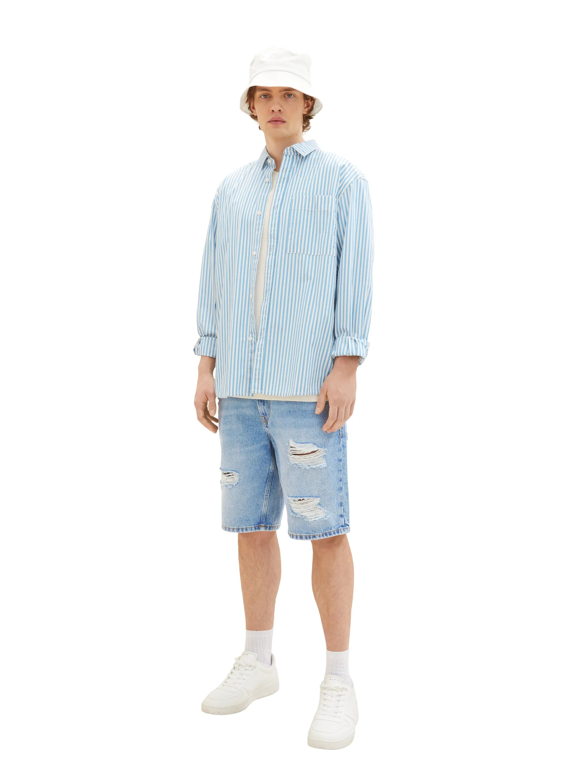 Denim Tom Tailor Destroyed Light Stone Wash Men Loose-Fit Shorts SKU: 1036267_10284 Image 03