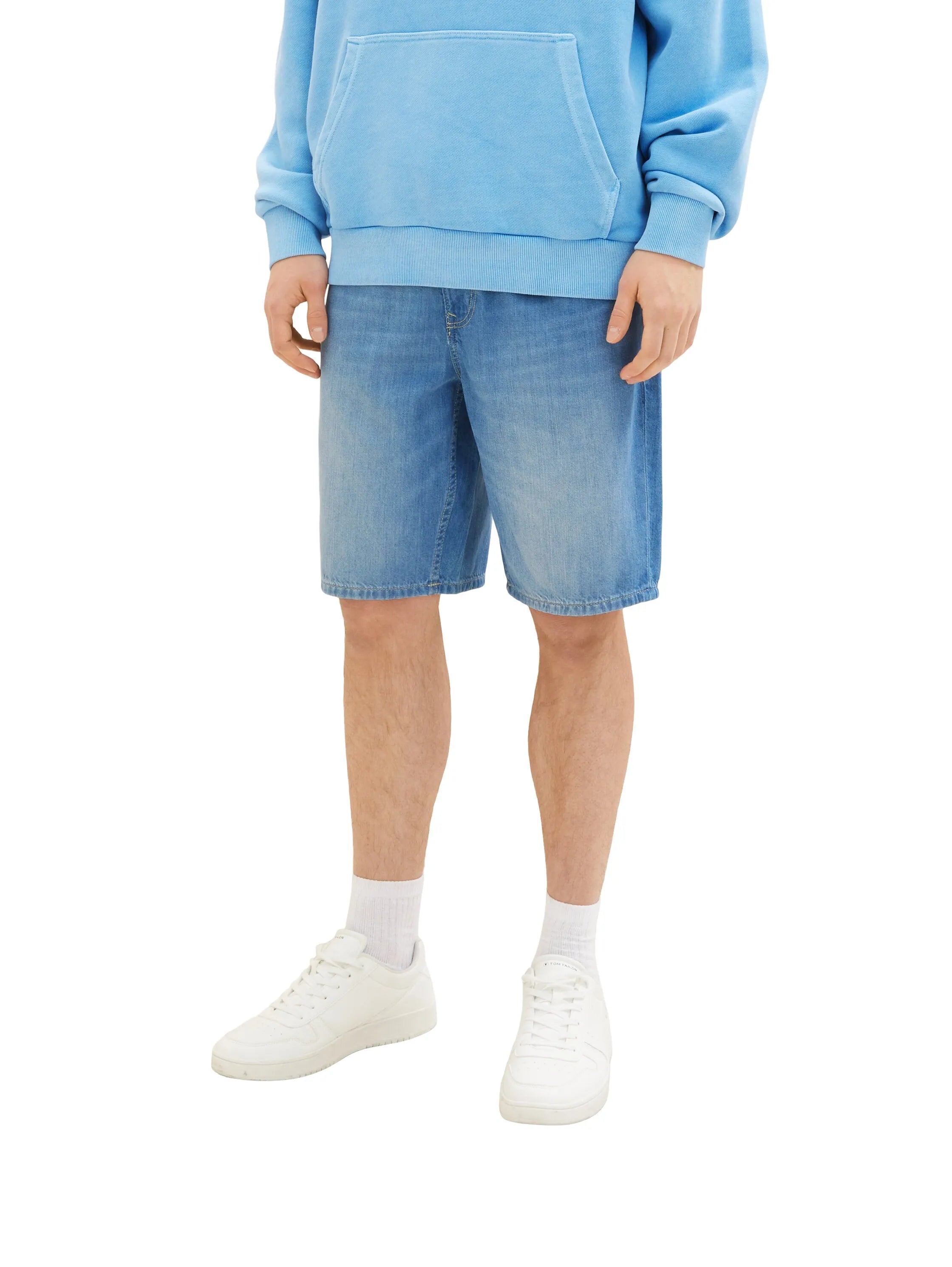 Denim Tom Tailor Used Mid Stone Blue Denim Men Loose Fit Denim Shorts SKU: 1036270_10119 Image 01