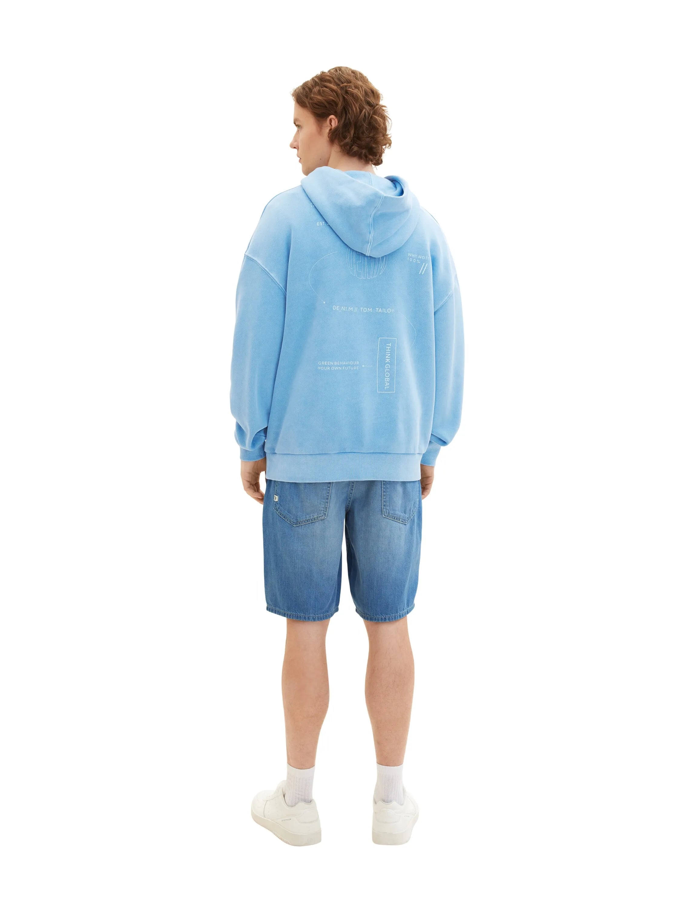Denim Tom Tailor Used Mid Stone Blue Denim Men Loose Fit Denim Shorts SKU: 1036270_10119 Image 04