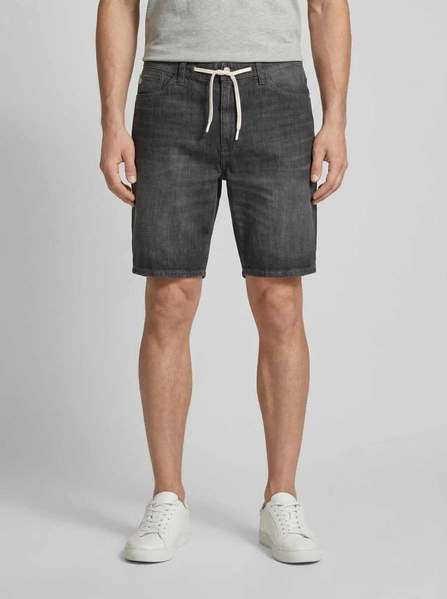 Denim Tom Tailor Used Dark Stone Grey Denim Men Loose Fit Denim Shorts SKU: 1036270_10220 Image 00