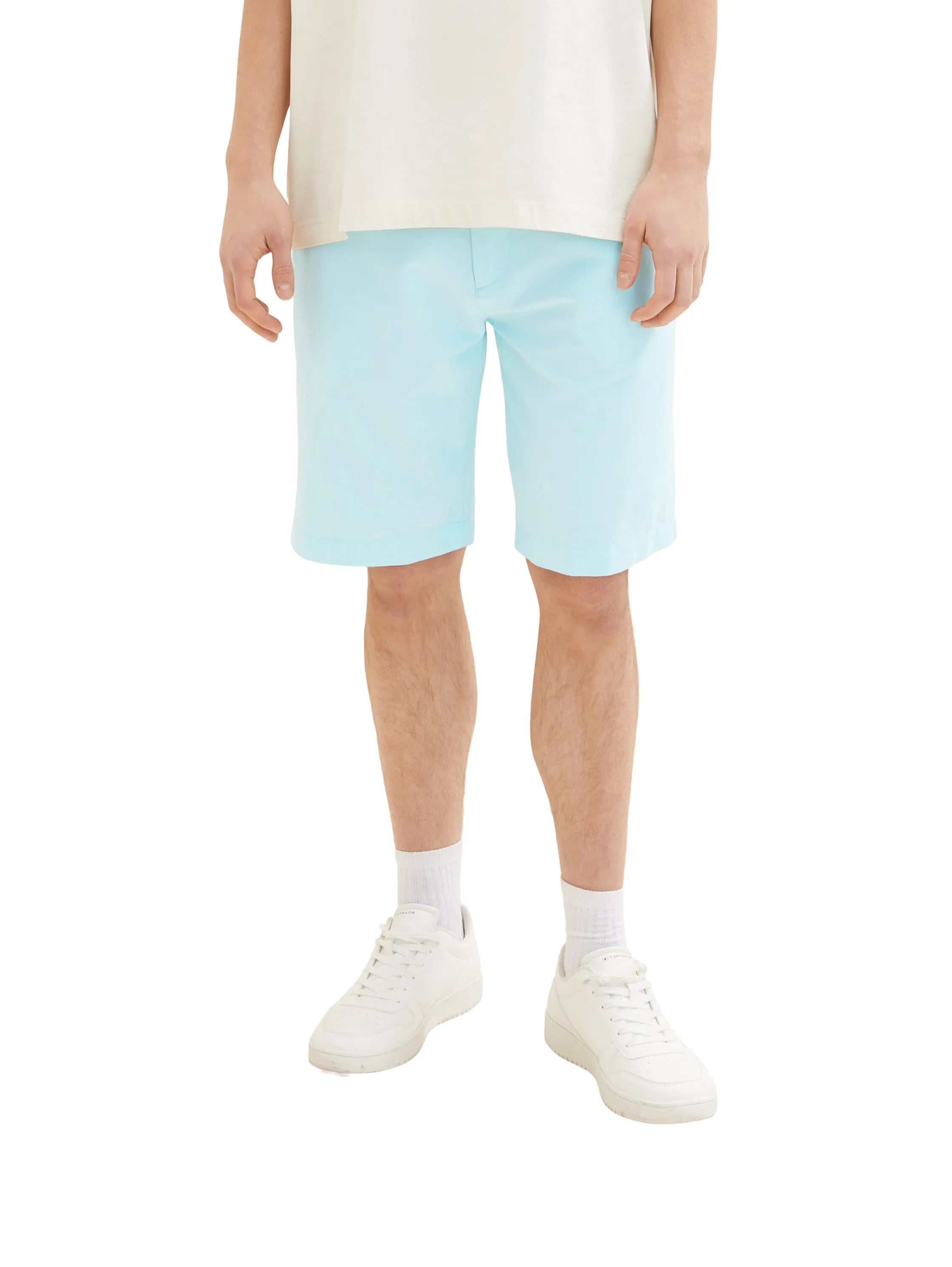 Denim Tom Tailor Turquoise White Chambray Men Regular Fit Chinos SKU: 1036287_32161 Image 01