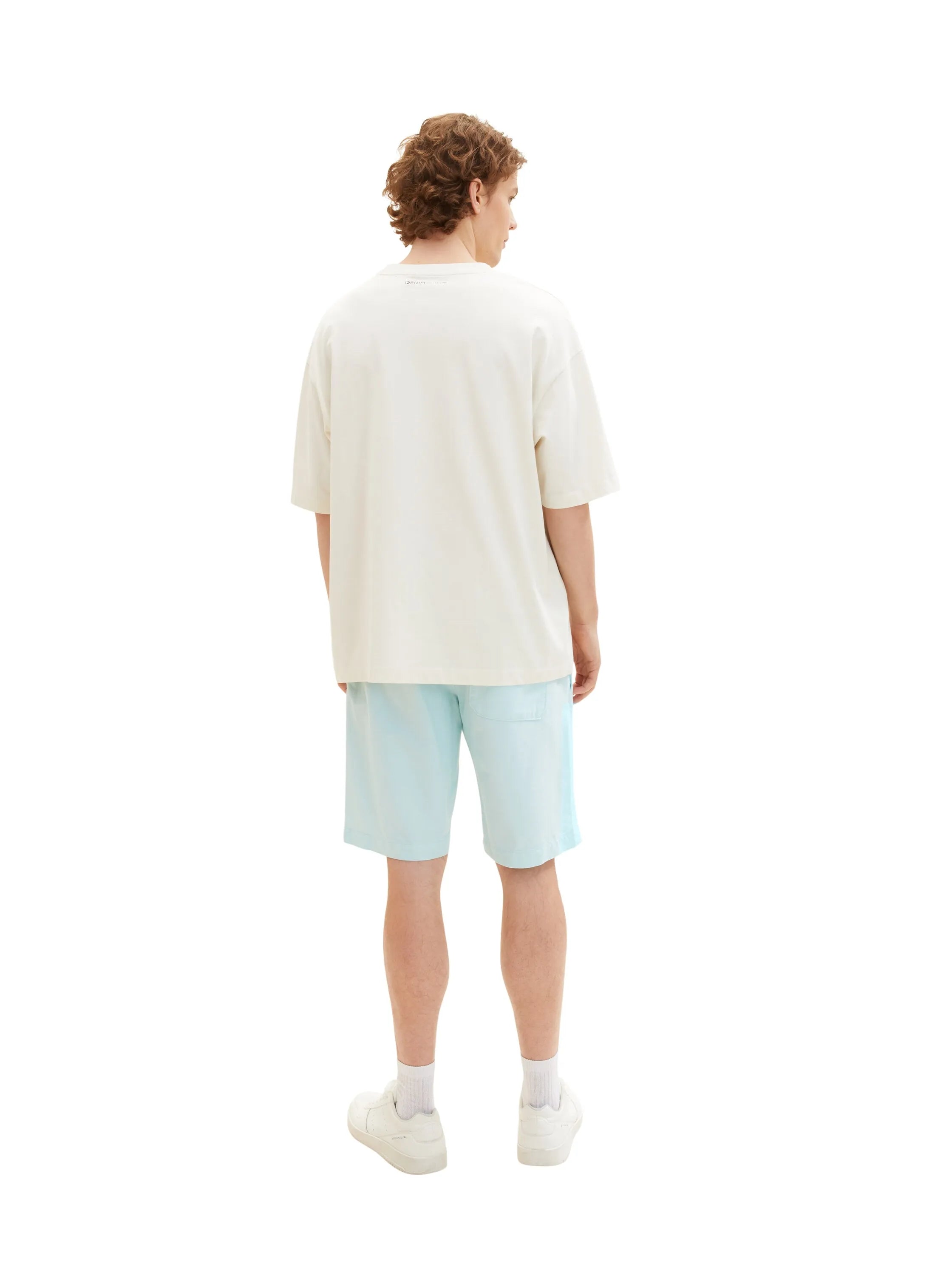 Denim Tom Tailor Turquoise White Chambray Men Regular Fit Chinos SKU: 1036287_32161 Image 05