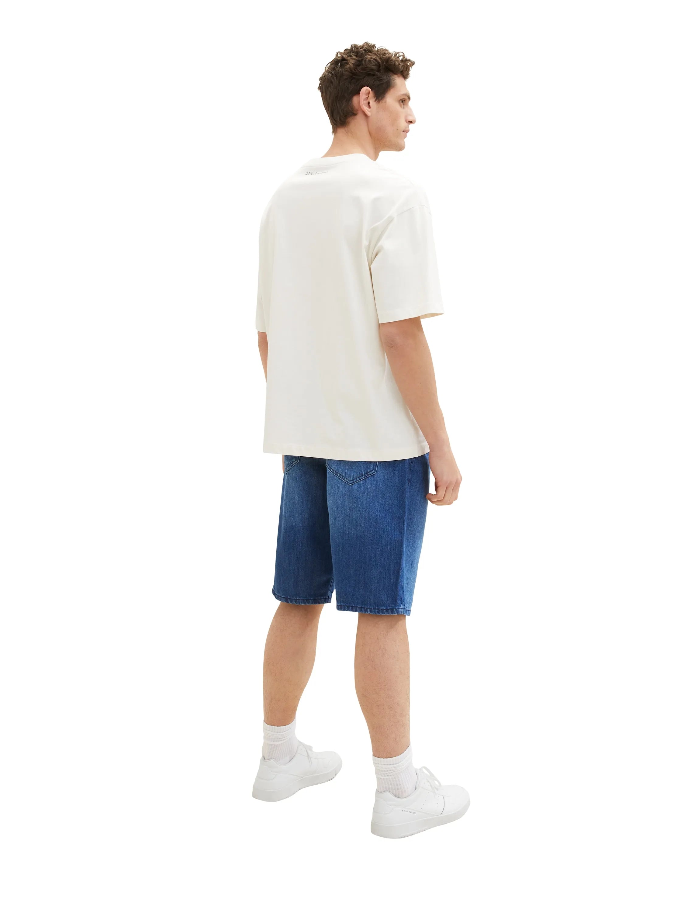 Tom Tailor Used Mid Stone Blue Denim Men Relaxed Denim Shorts SKU: 1036290_10119 Image 04