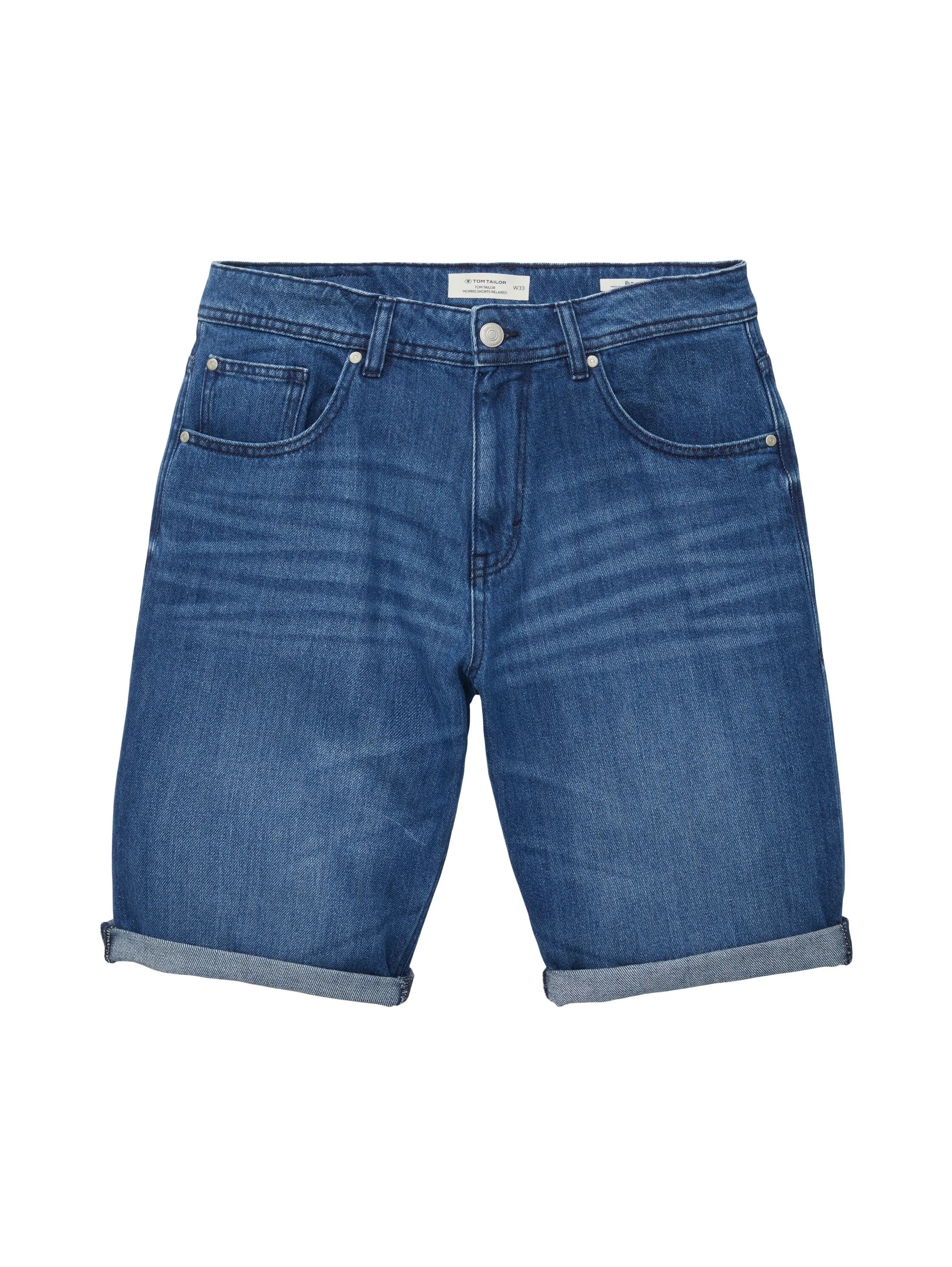 Tom Tailor Used Mid Stone Blue Denim Men Relaxed Denim Shorts SKU: 1036290_10119 Image 08