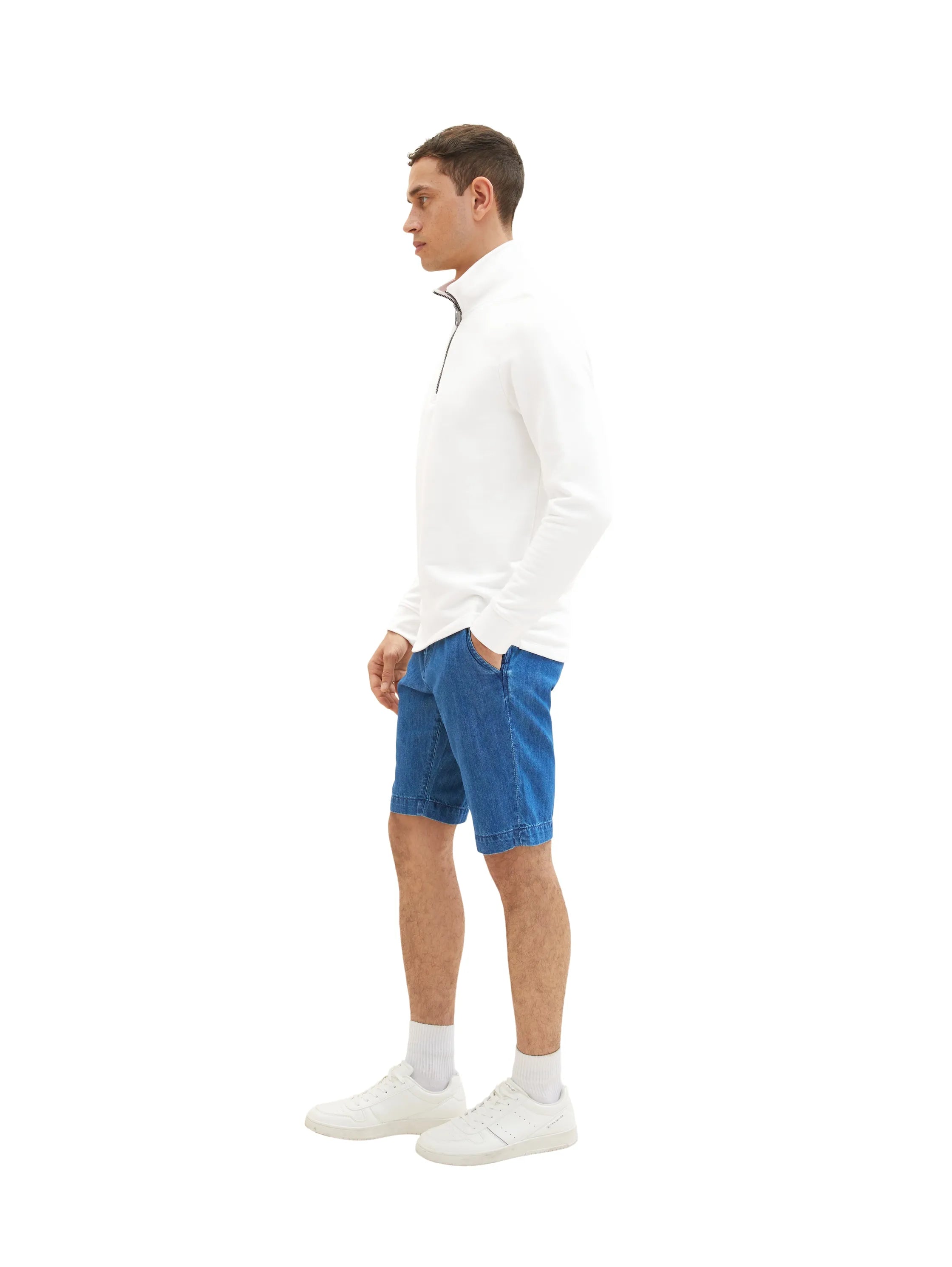Tom Tailor Clean Mid Stone Blue Denim Men Josh Denim Shorts SKU: 1036292_10113 Image 02