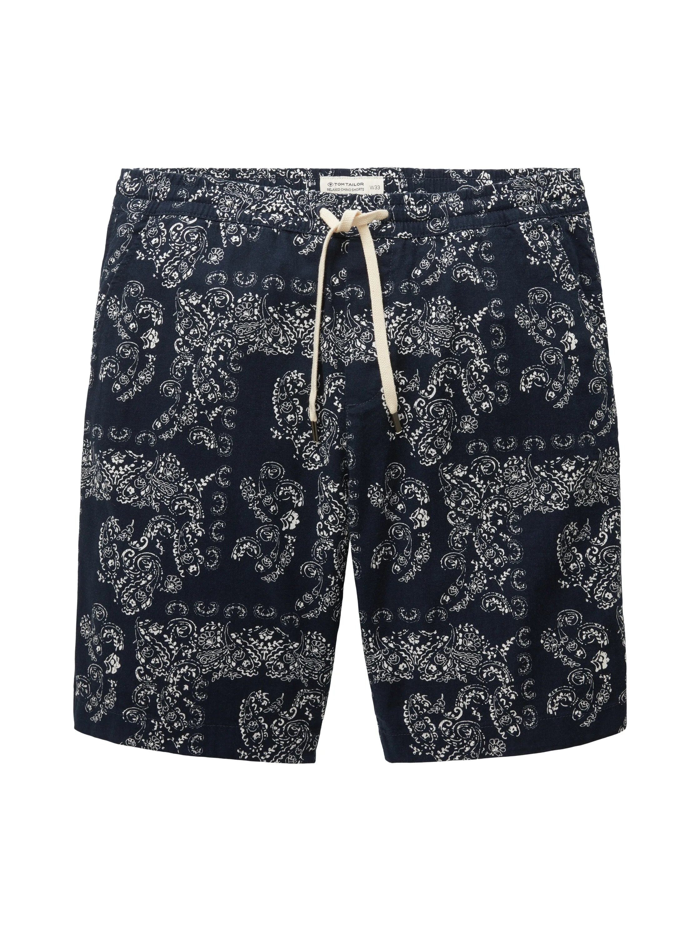 Tom Tailor Navy Big Paisley Design Men Patterned Shorts SKU: 1036297_31783 Image 08