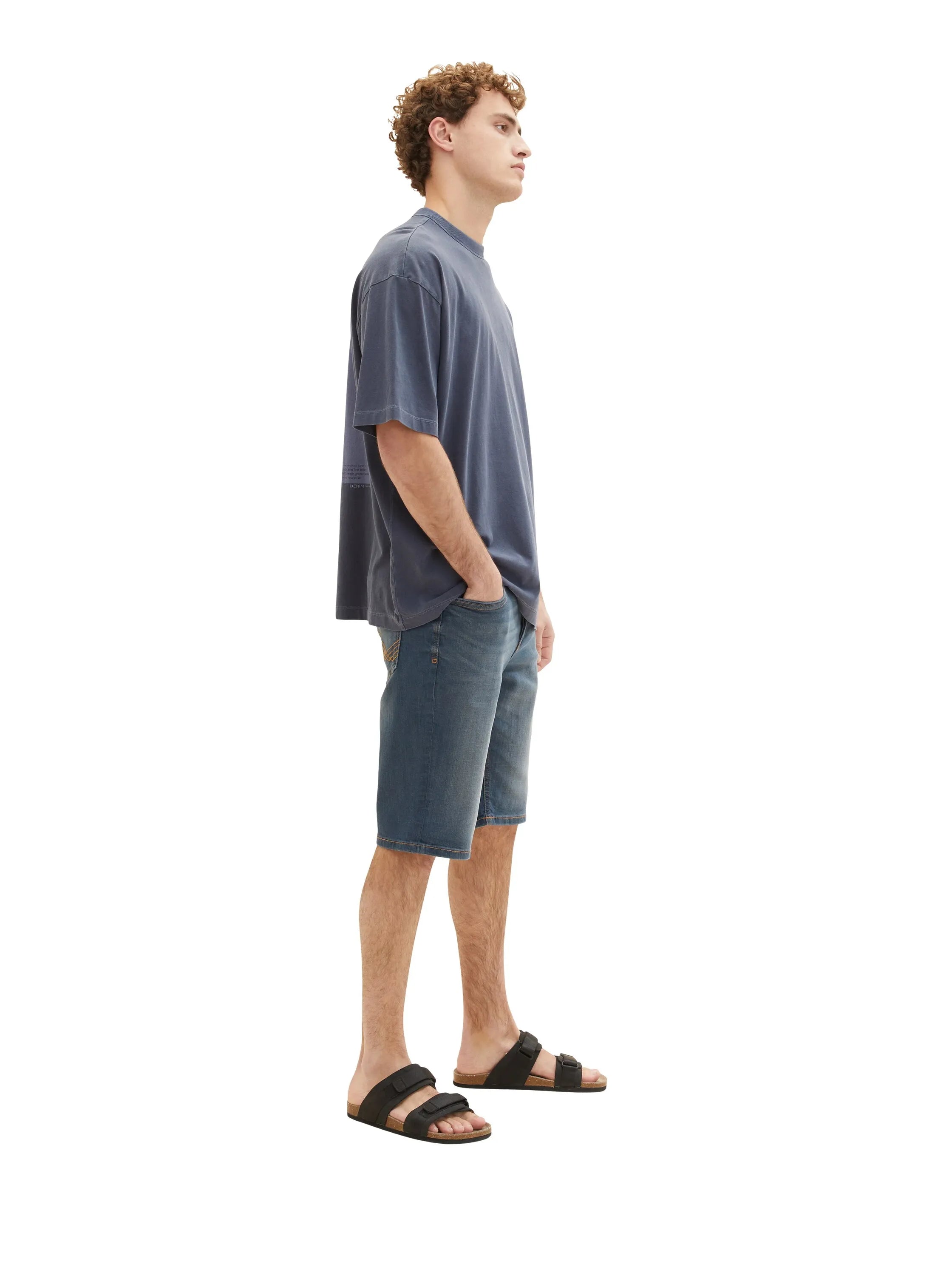 Tom Tailor Dark Stone Blue Grey Denim Men Josh Denim Shorts SKU: 1036299_10163 Image 02