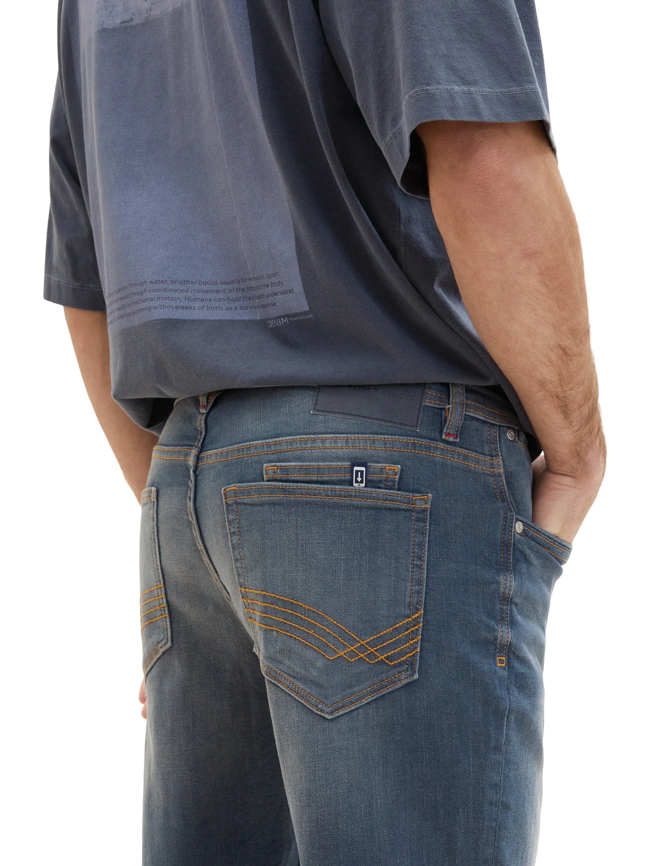 Tom Tailor Dark Stone Blue Grey Denim Men Josh Denim Shorts SKU: 1036299_10163 Image 06