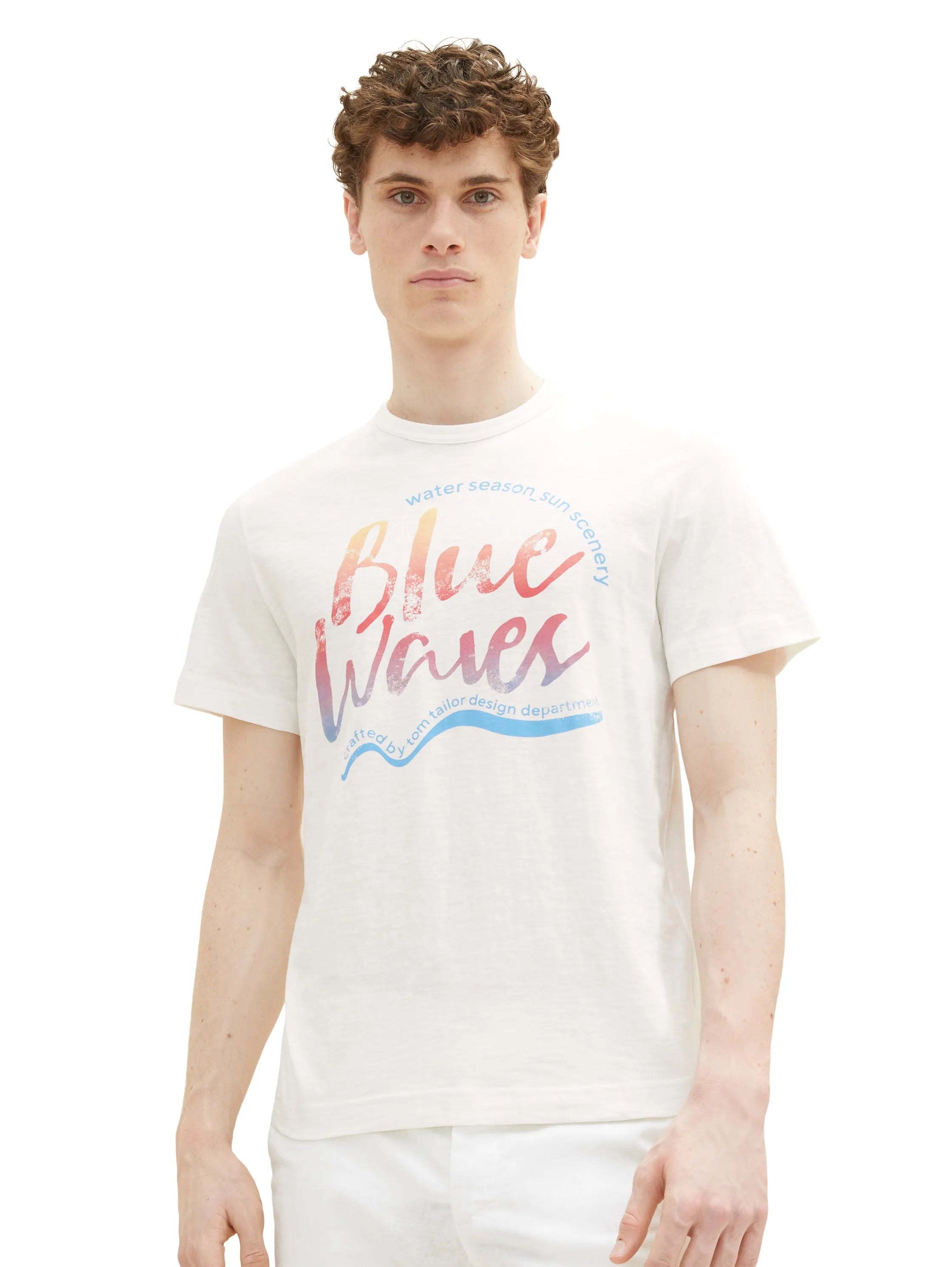 Tom Tailor Off White Men T-Shirt with a Print SKU: 1036322_10332 Image 01
