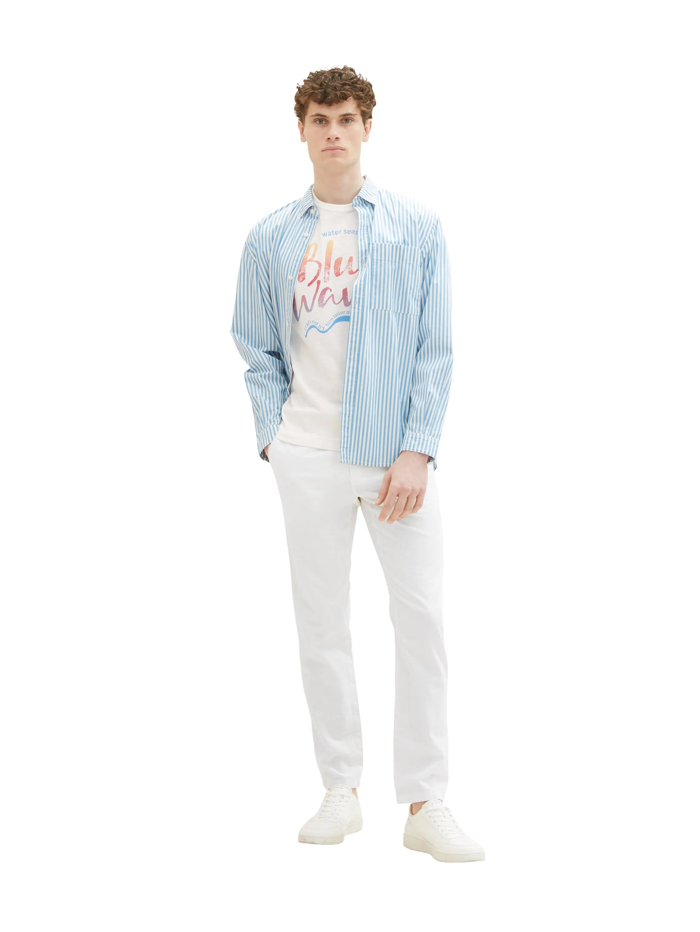 Tom Tailor Off White Men T-Shirt with a Print SKU: 1036322_10332 Image 02