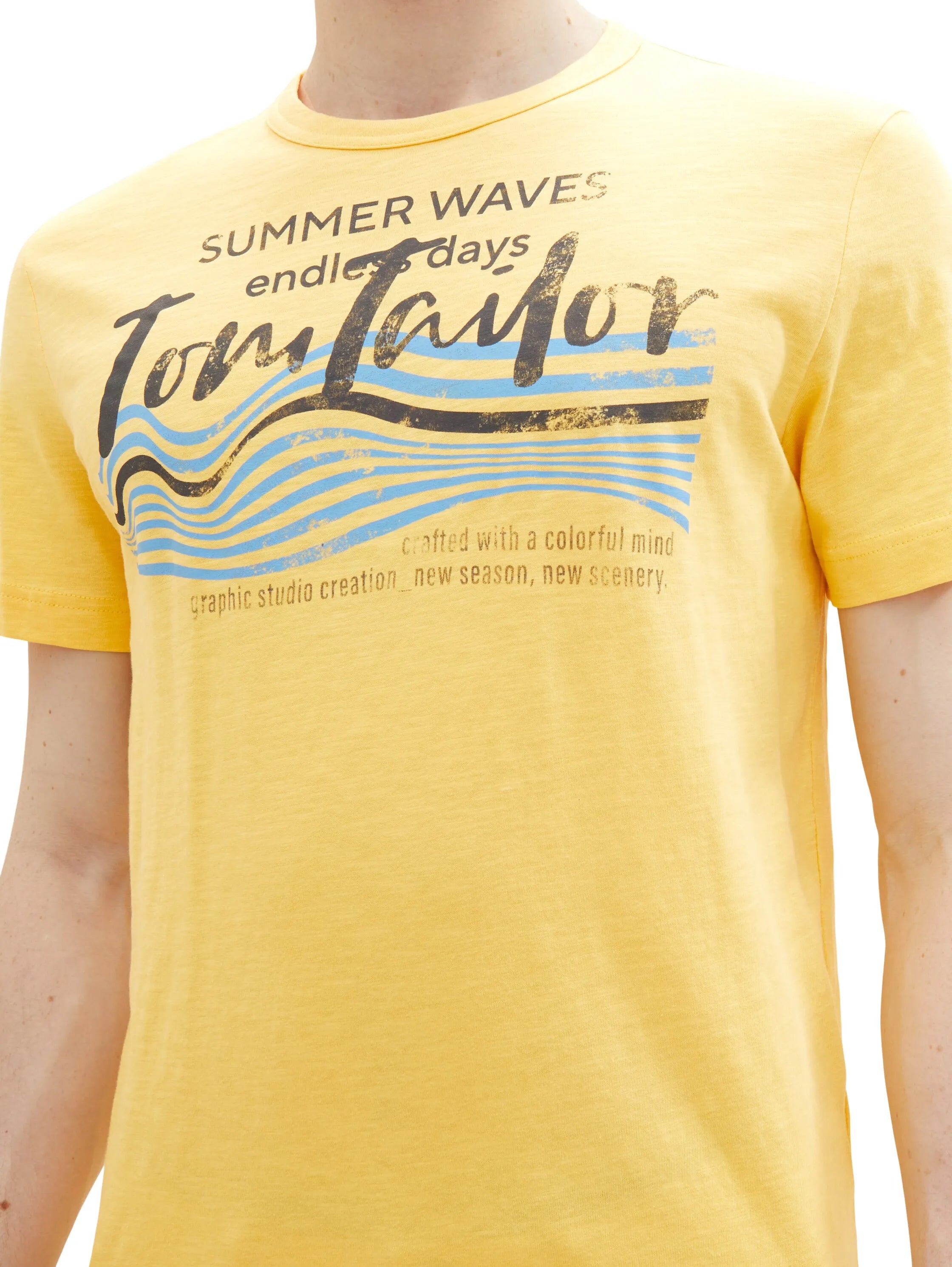 Tom Tailor Corn Yellow Men T-Shirt with a Print SKU: 1036322_16719 Image 02