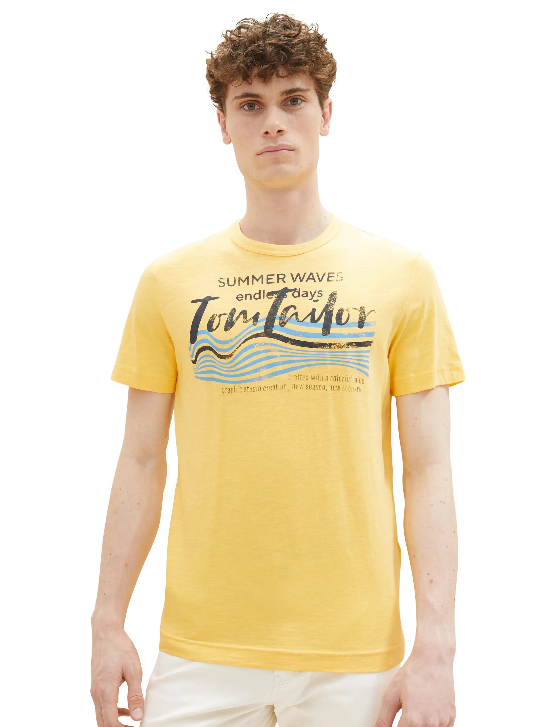 Tom Tailor Corn Yellow Men T-Shirt with a Print SKU: 1036322_16719 Image 04