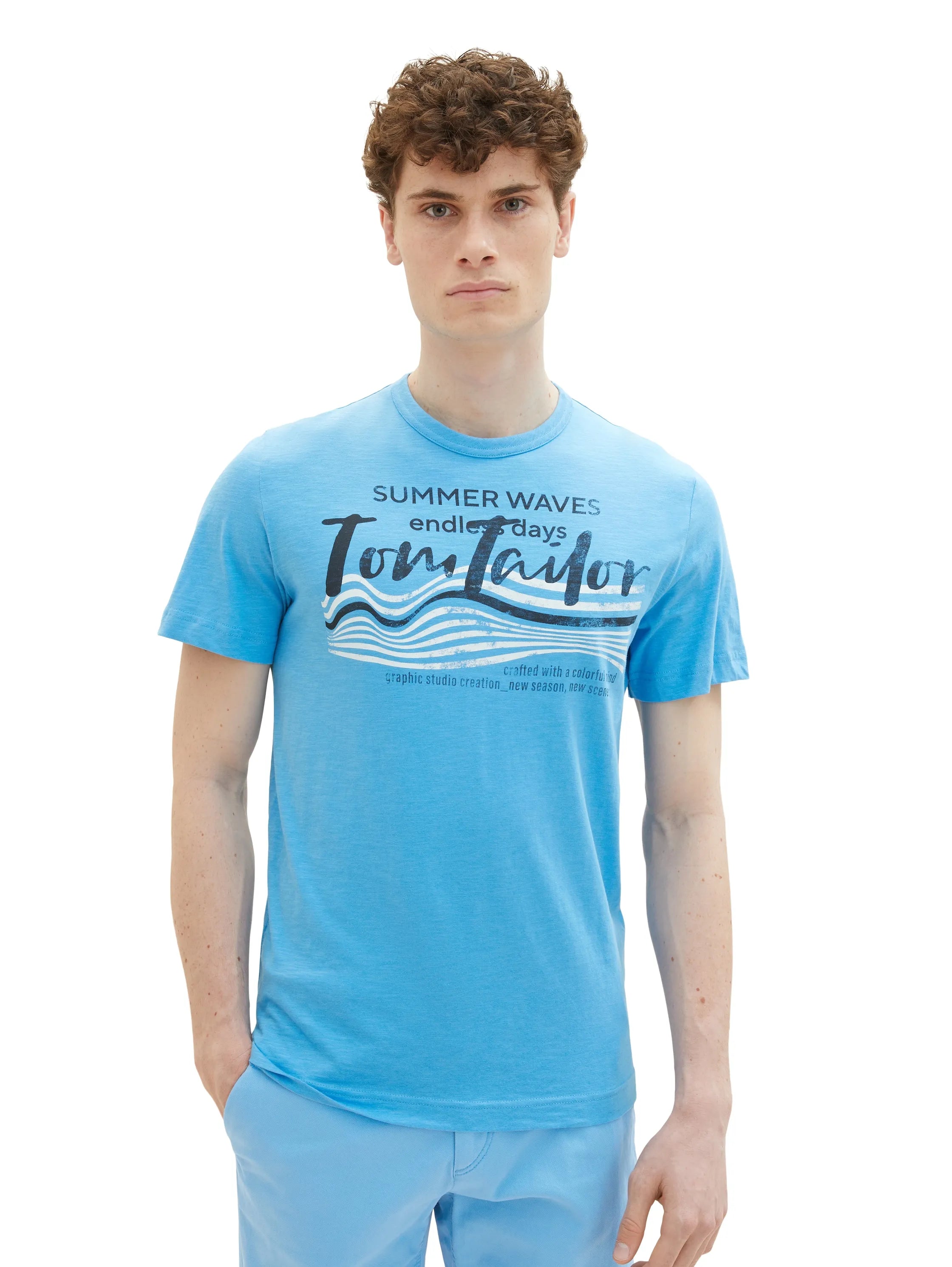 Tom Tailor Rainy Sky Blue Men T-Shirt with a Print SKU: 1036322_18395 Image 04