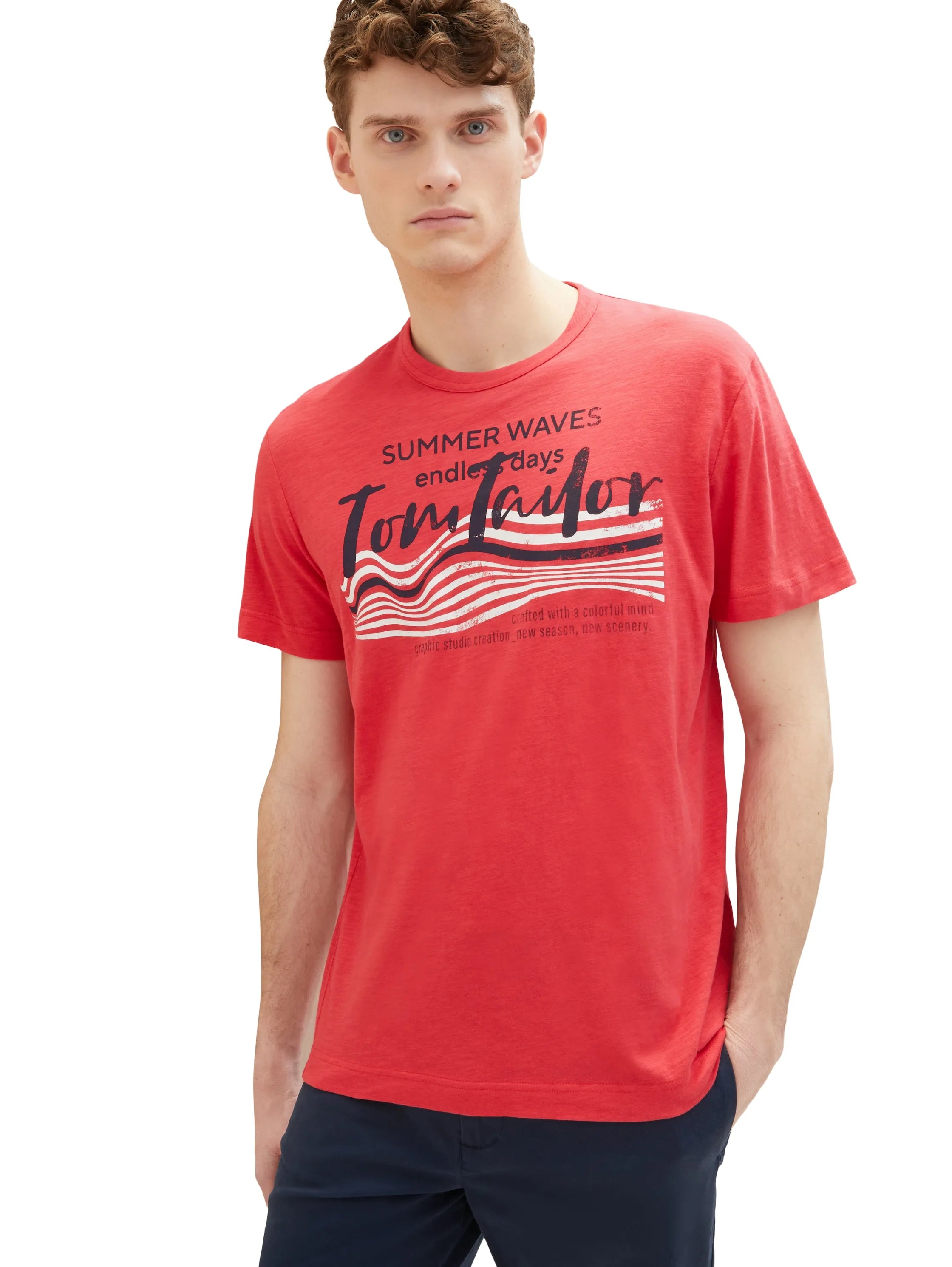 Tom Tailor Soft Berry Red Men T-Shirt with a Print SKU: 1036322_31045 Image 01