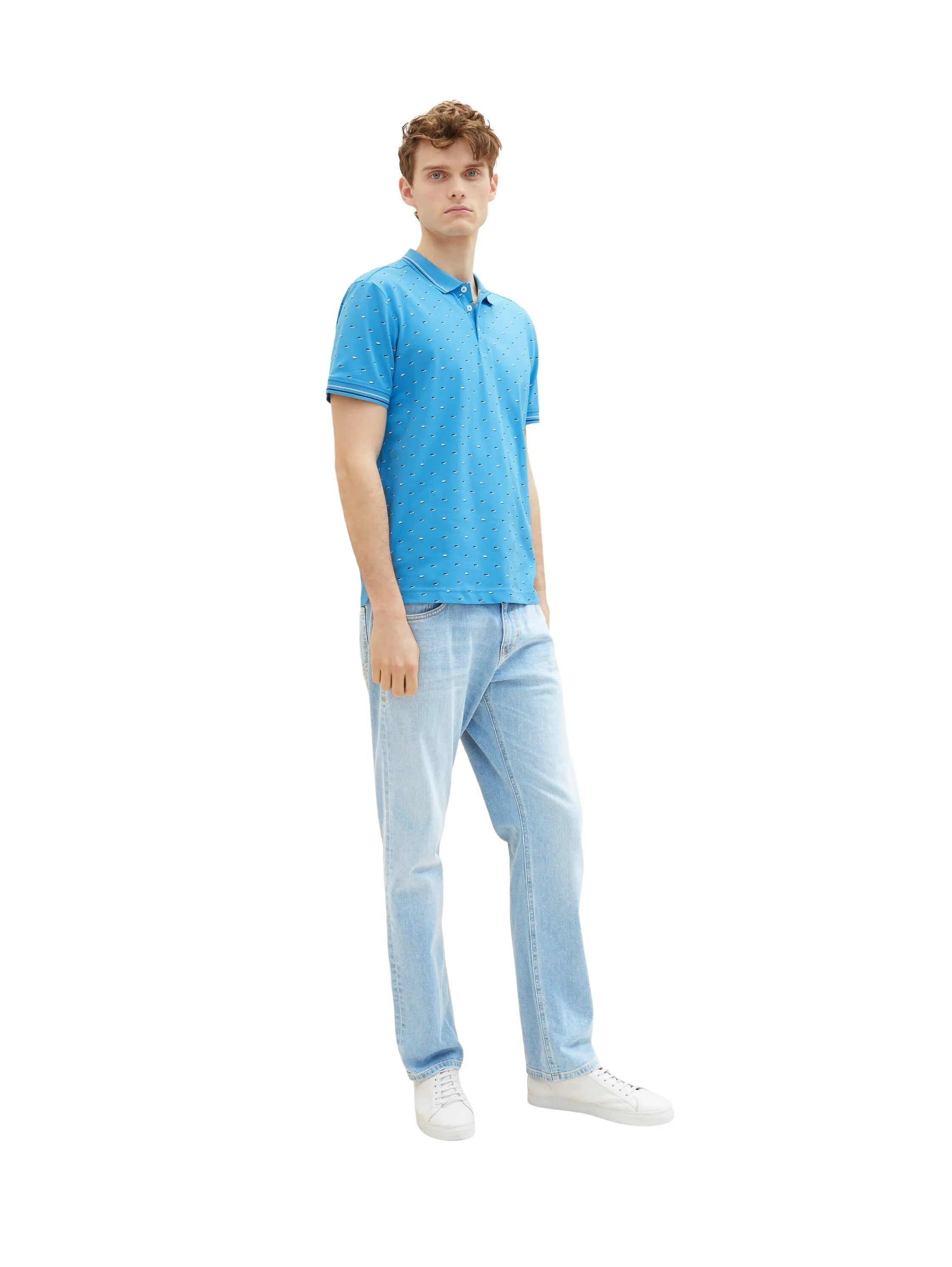 Tom Tailor Blue Minimal Flag Design Men Polo Shirt with an All-Over Print SKU: 1036326_32025 Image 02