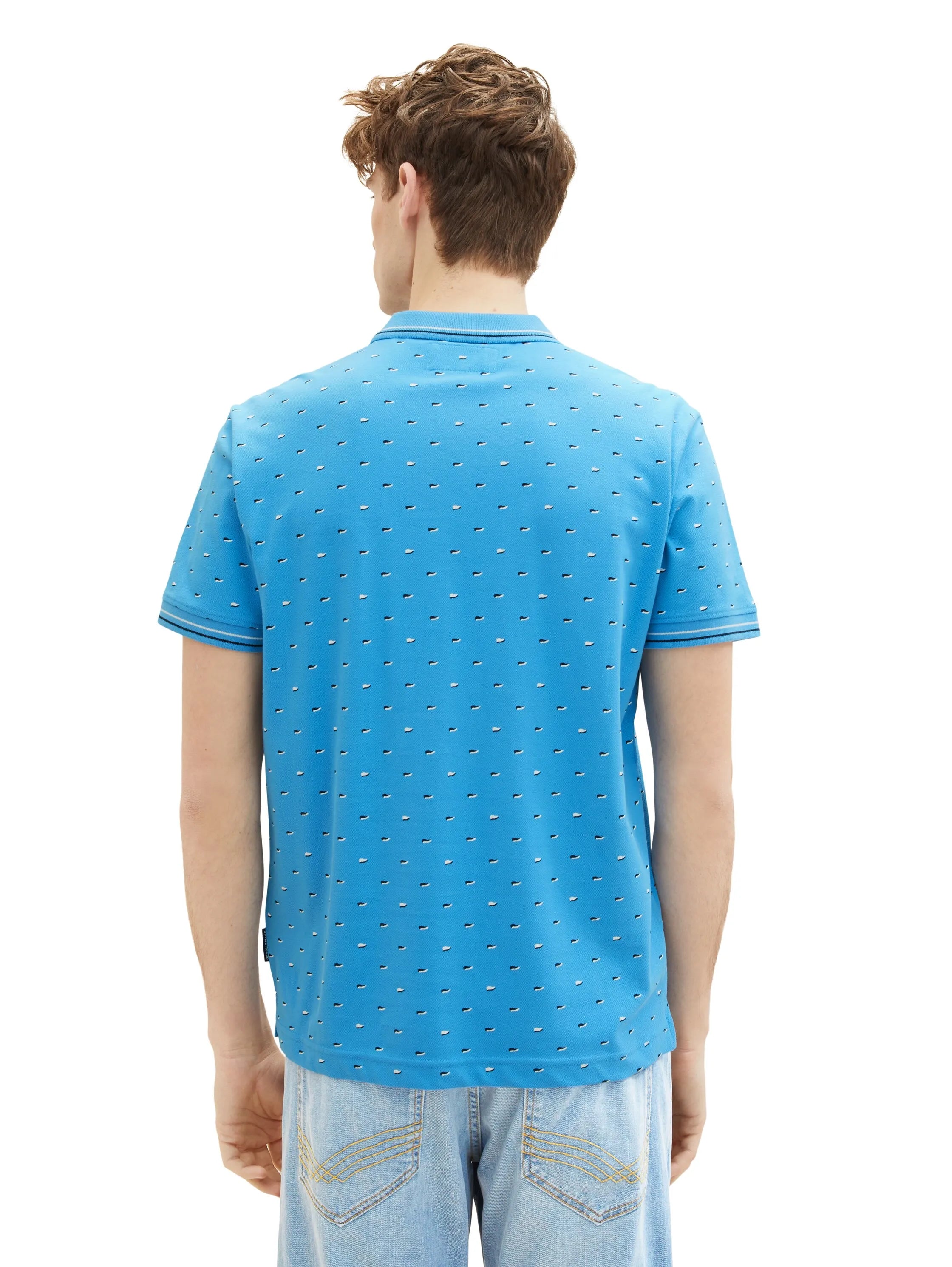 Tom Tailor Blue Minimal Flag Design Men Polo Shirt with an All-Over Print SKU: 1036326_32025 Image 03