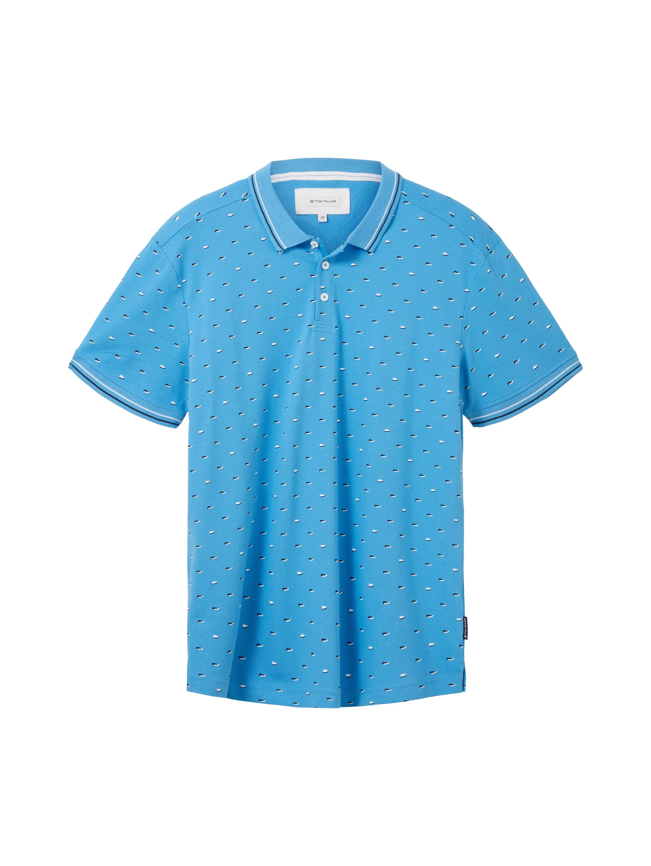 Tom Tailor Blue Minimal Flag Design Men Polo Shirt with an All-Over Print SKU: 1036326_32025 Image 07