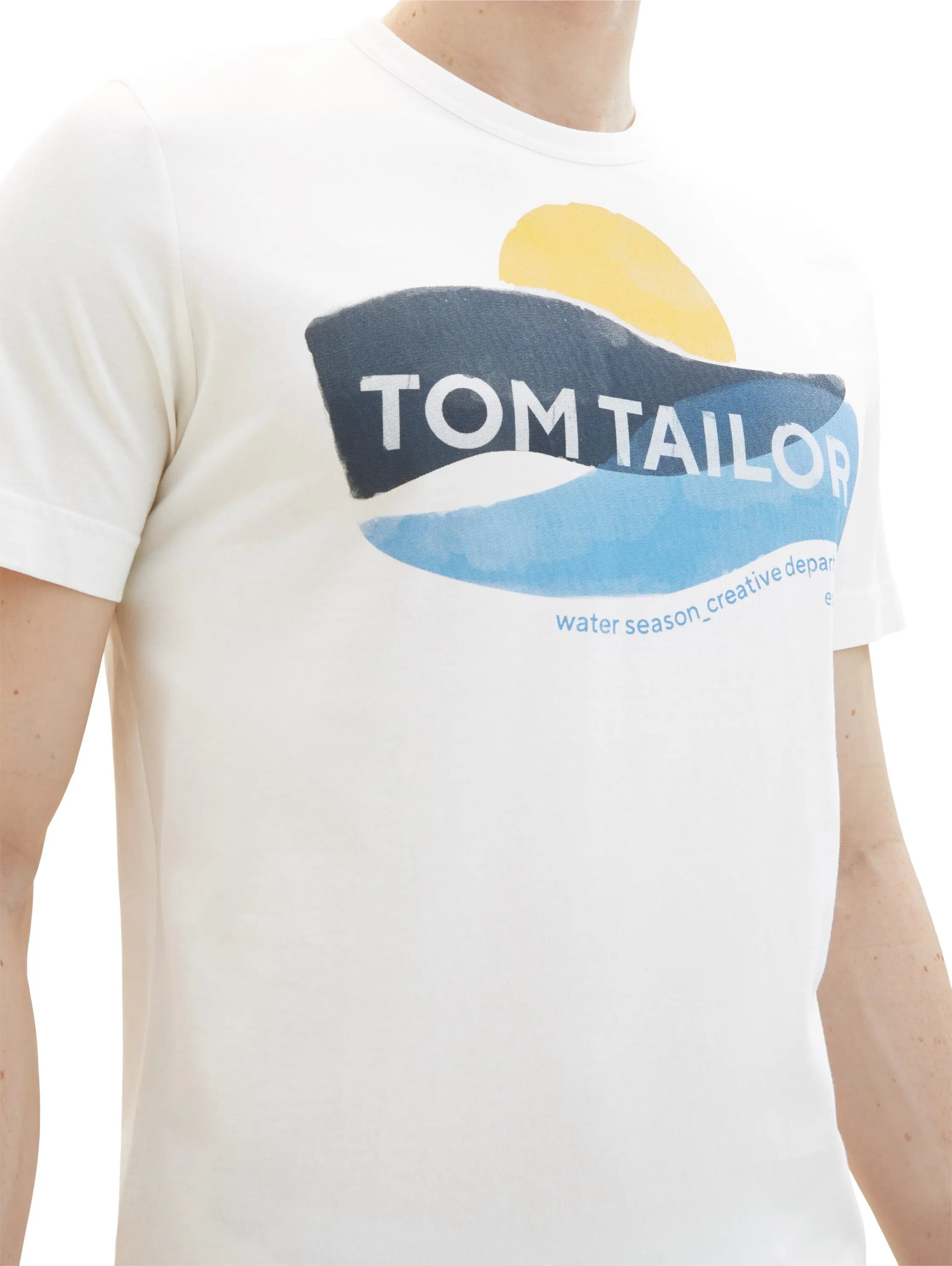 Tom Tailor Off White Men T-Shirt with a Print SKU: 1036328_10332 Image 02
