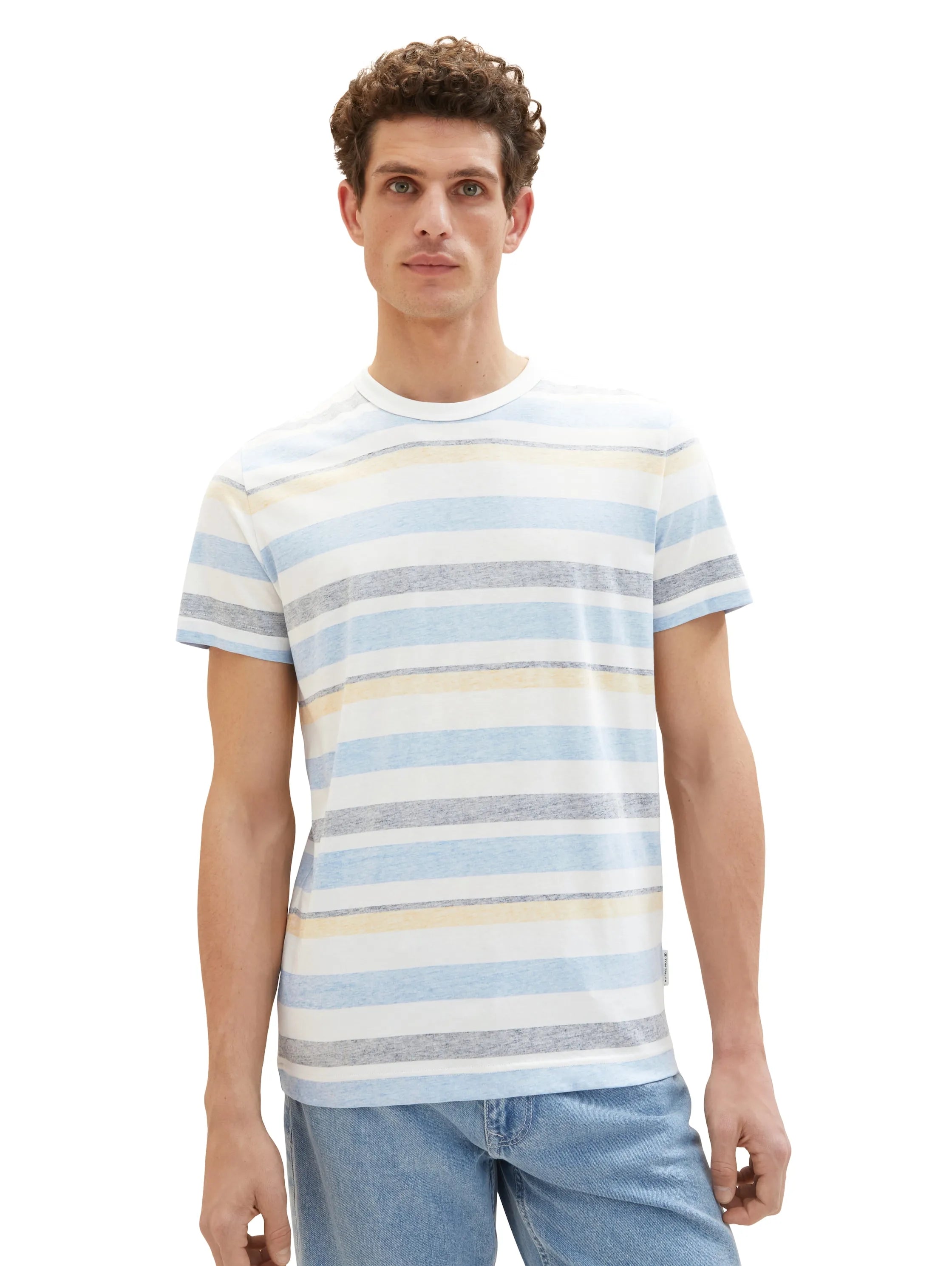 Tom Tailor Blue Multicolor Big Stripe Men Striped T-Shirt SKU: 1036331_31778 Image 01