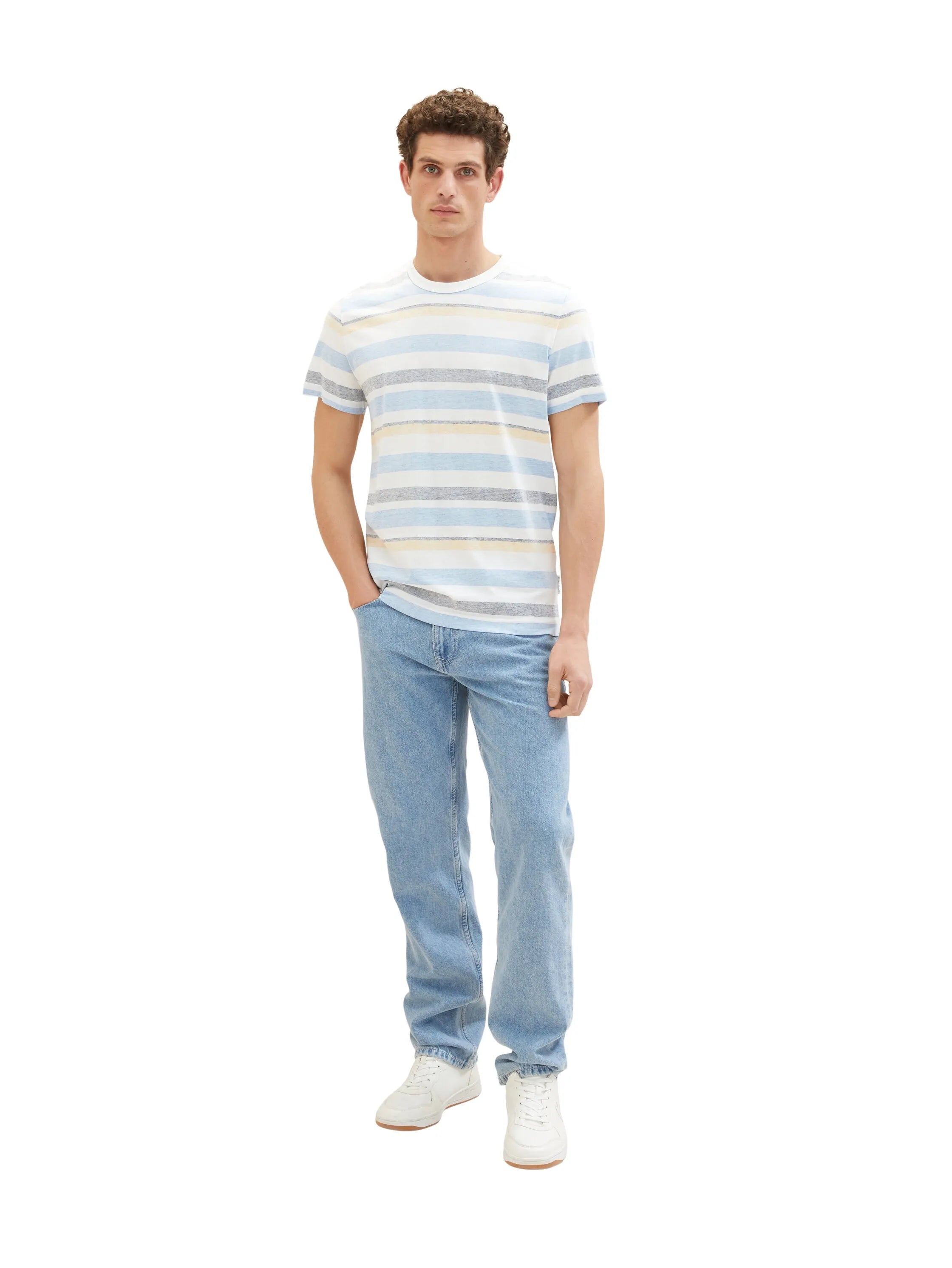 Tom Tailor Blue Multicolor Big Stripe Men Striped T-Shirt SKU: 1036331_31778 Image 05
