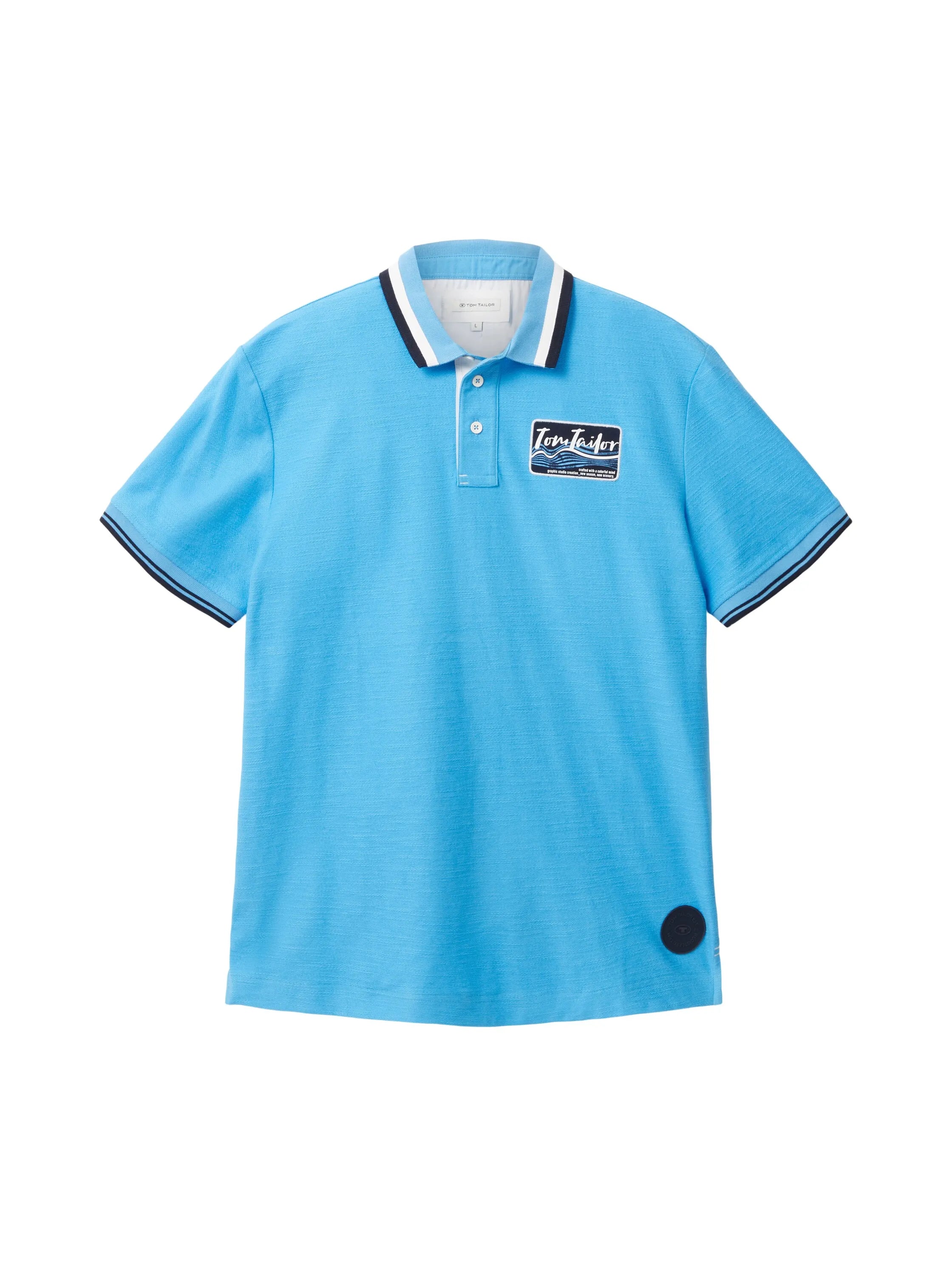 Tom Tailor Rainy Sky Blue Men Polo Shirt with a Print SKU: 1036340_18395 Image 07