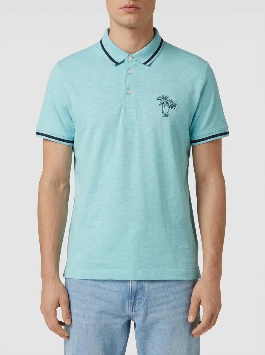 Tom Tailor Blue Tibetan Stone Men Polo Shirt with a Print SKU: 1036379_31046 Image 00