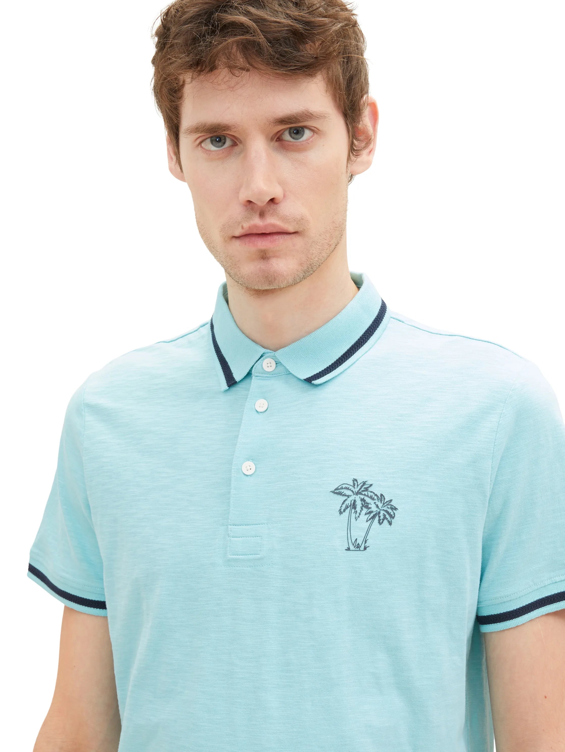 Tom Tailor Blue Tibetan Stone Men Polo Shirt with a Print SKU: 1036379_31046 Image 02