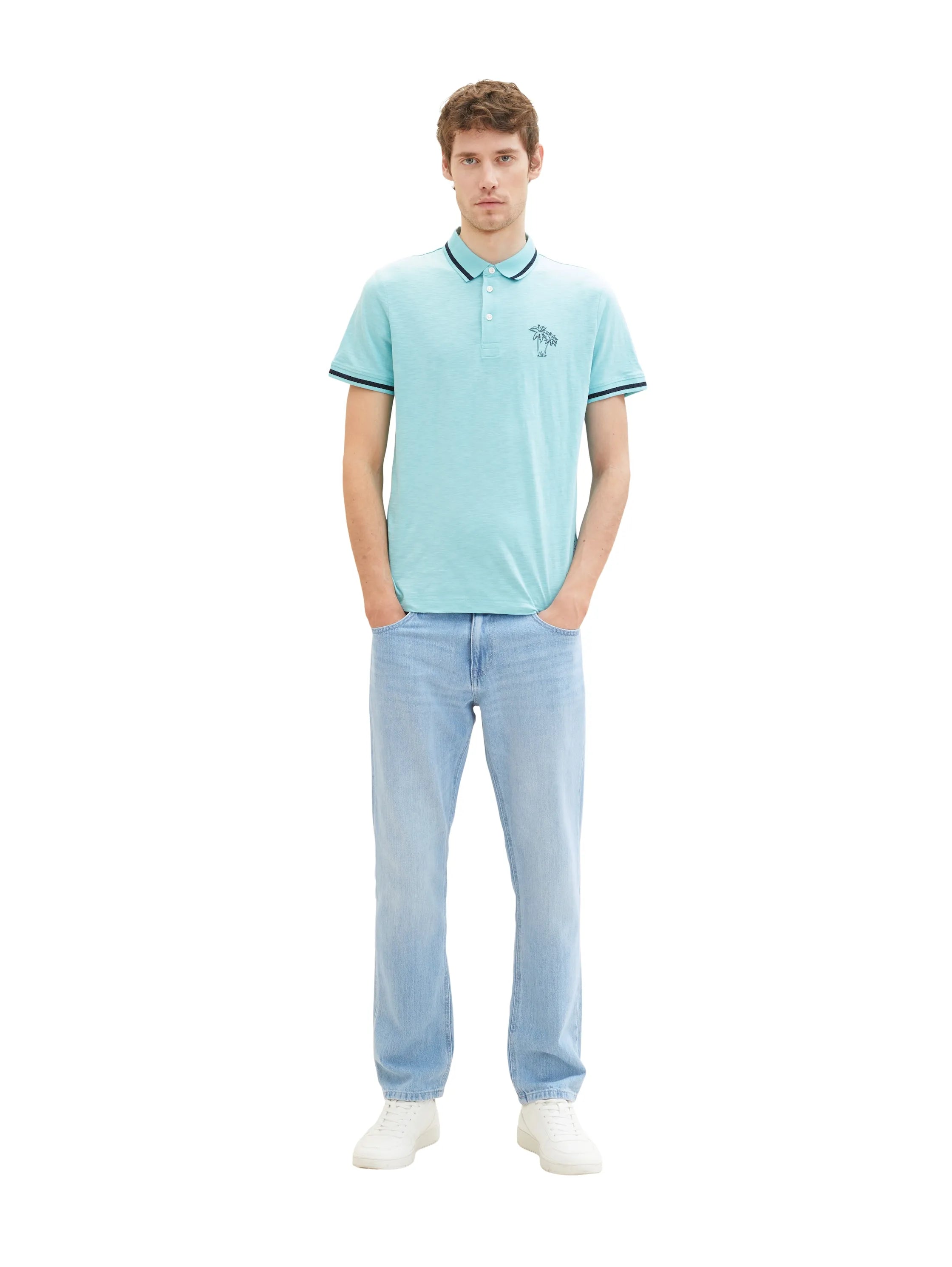 Tom Tailor Blue Tibetan Stone Men Polo Shirt with a Print SKU: 1036379_31046 Image 04