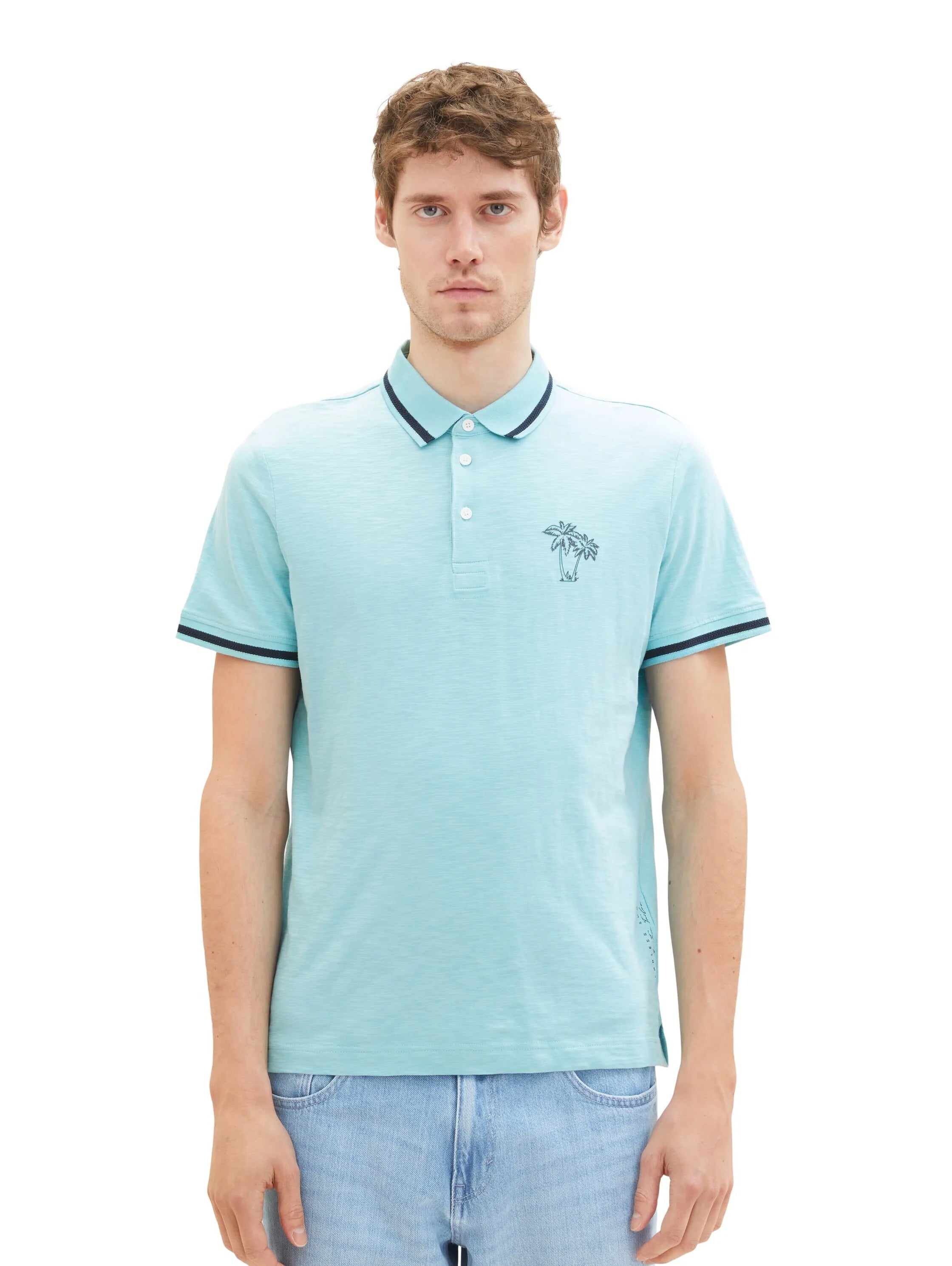 Tom Tailor Blue Tibetan Stone Men Polo Shirt with a Print SKU: 1036379_31046 Image 05