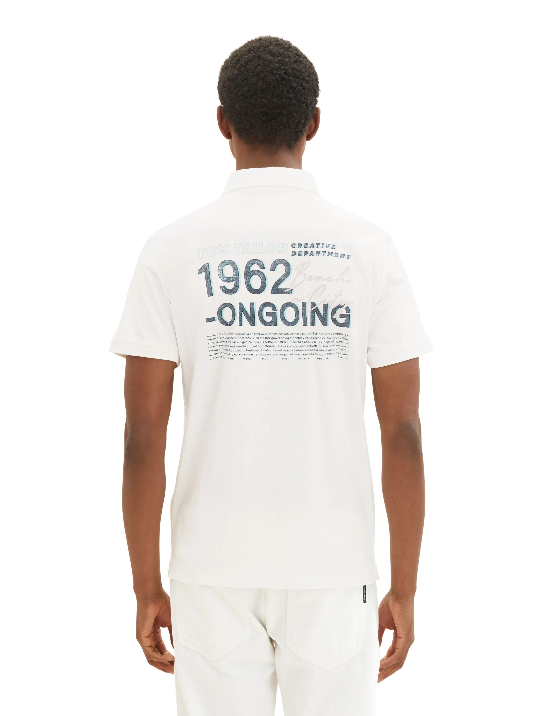 Tom Tailor Off White Men Polo Shirt with a Logo Print SKU: 1036414_10332 Image 03