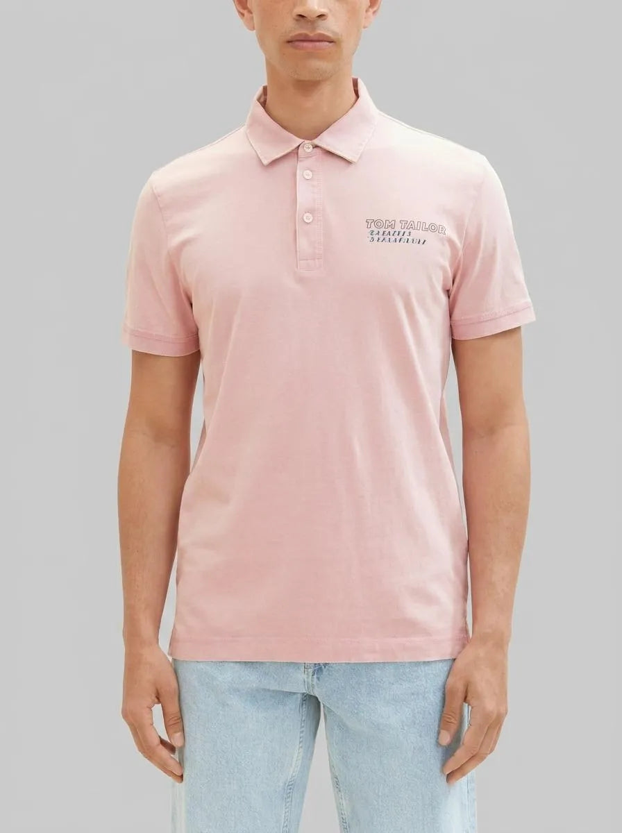 Tom Tailor Morning Pink Men Polo Shirt with a Logo Print SKU: 1036414_11055 Image 00