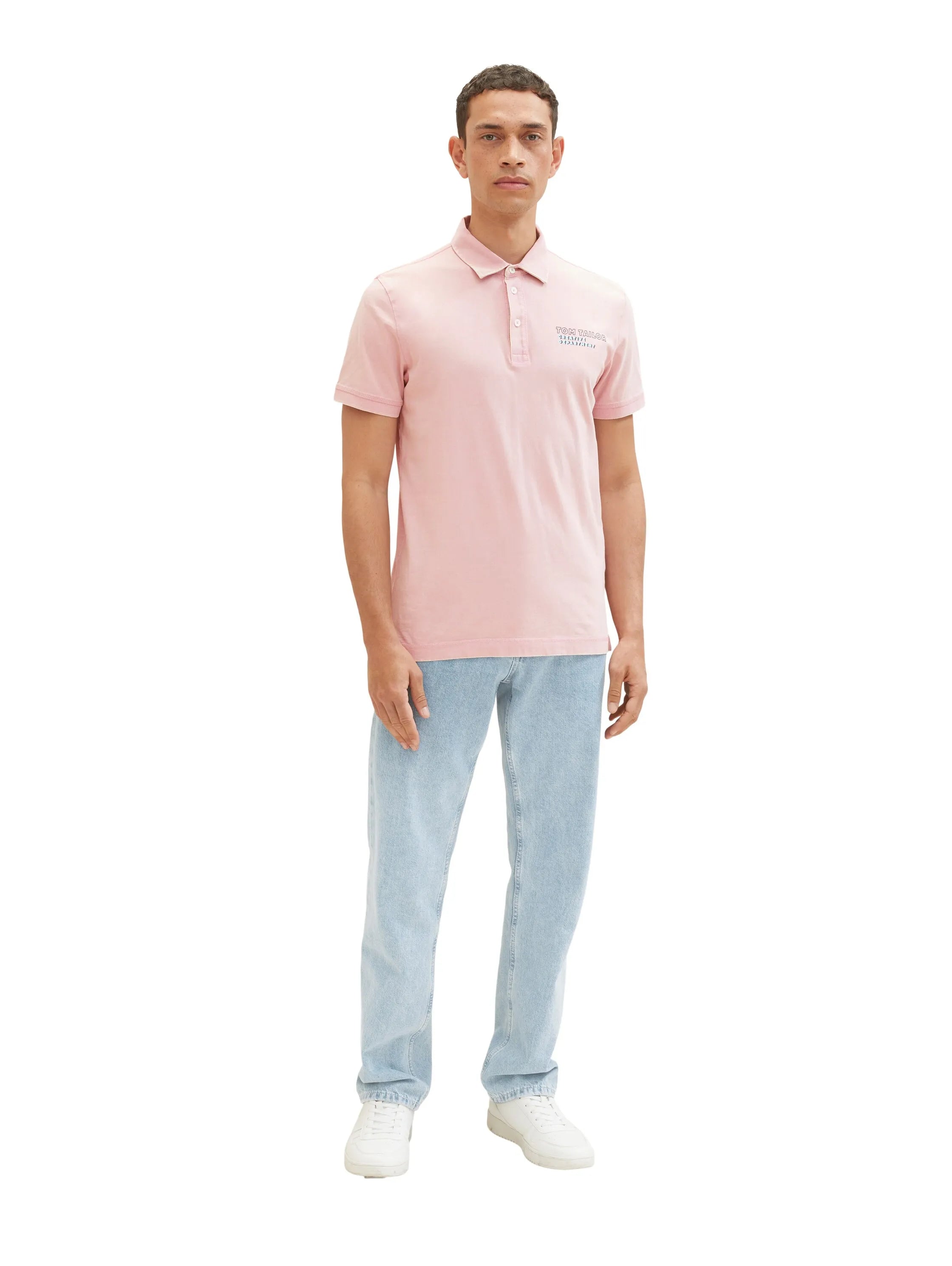 Tom Tailor Morning Pink Men Polo Shirt with a Logo Print SKU: 1036414_11055 Image 02