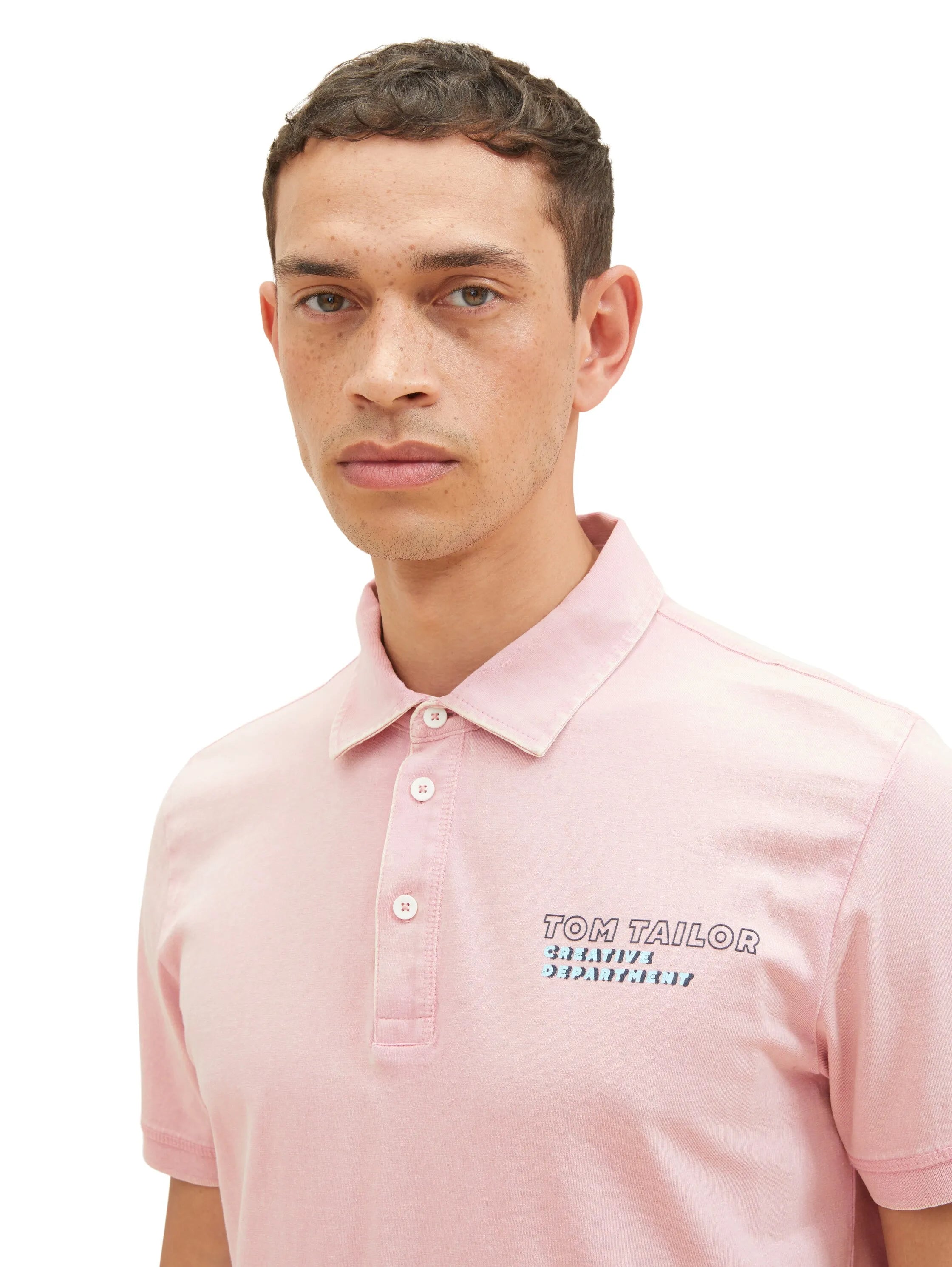 Tom Tailor Morning Pink Men Polo Shirt with a Logo Print SKU: 1036414_11055 Image 04