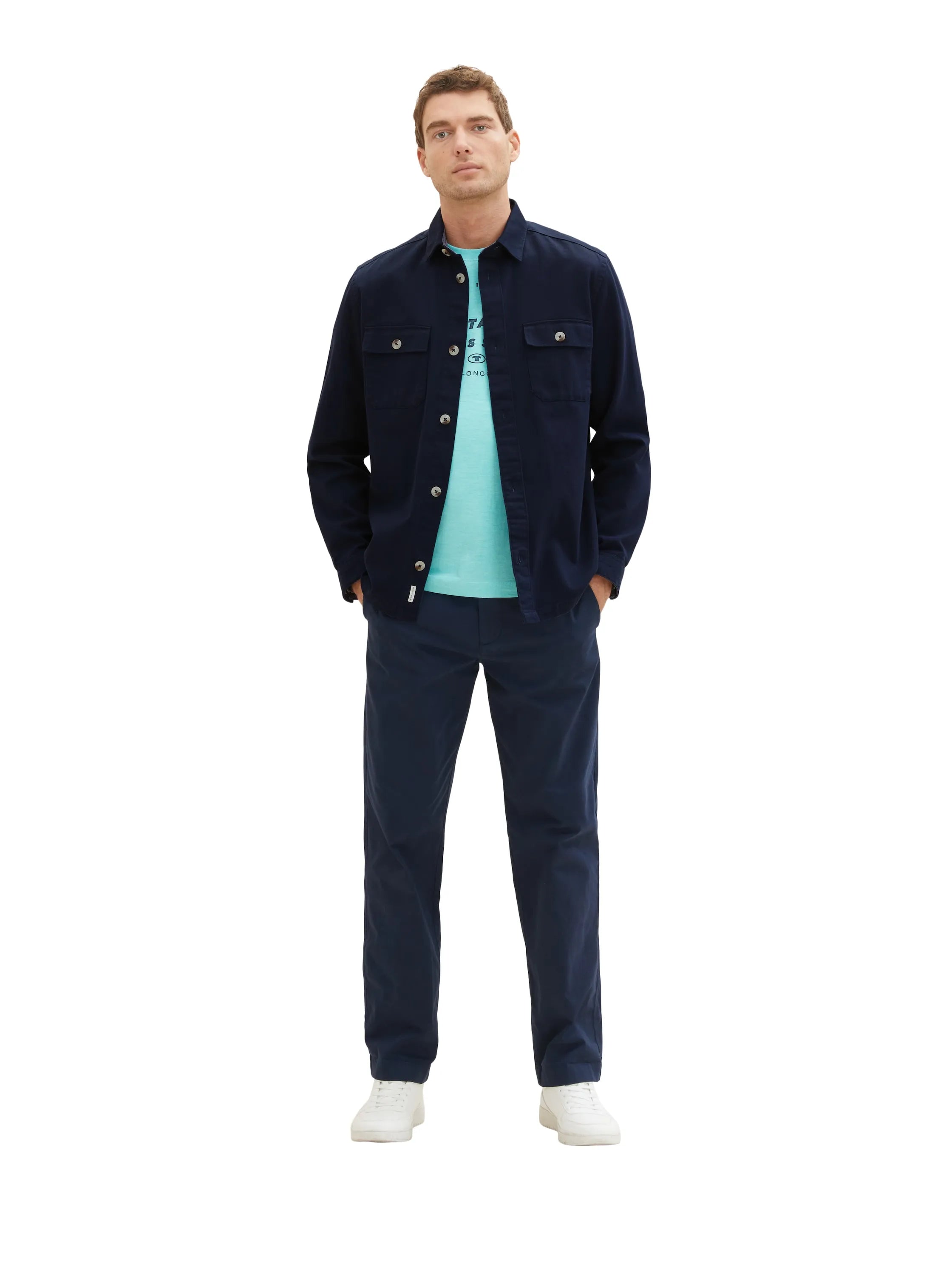 Tom Tailor Aqua Streaky Melange Men T-Shirt with a Print SKU: 1036418_32036 Image 04