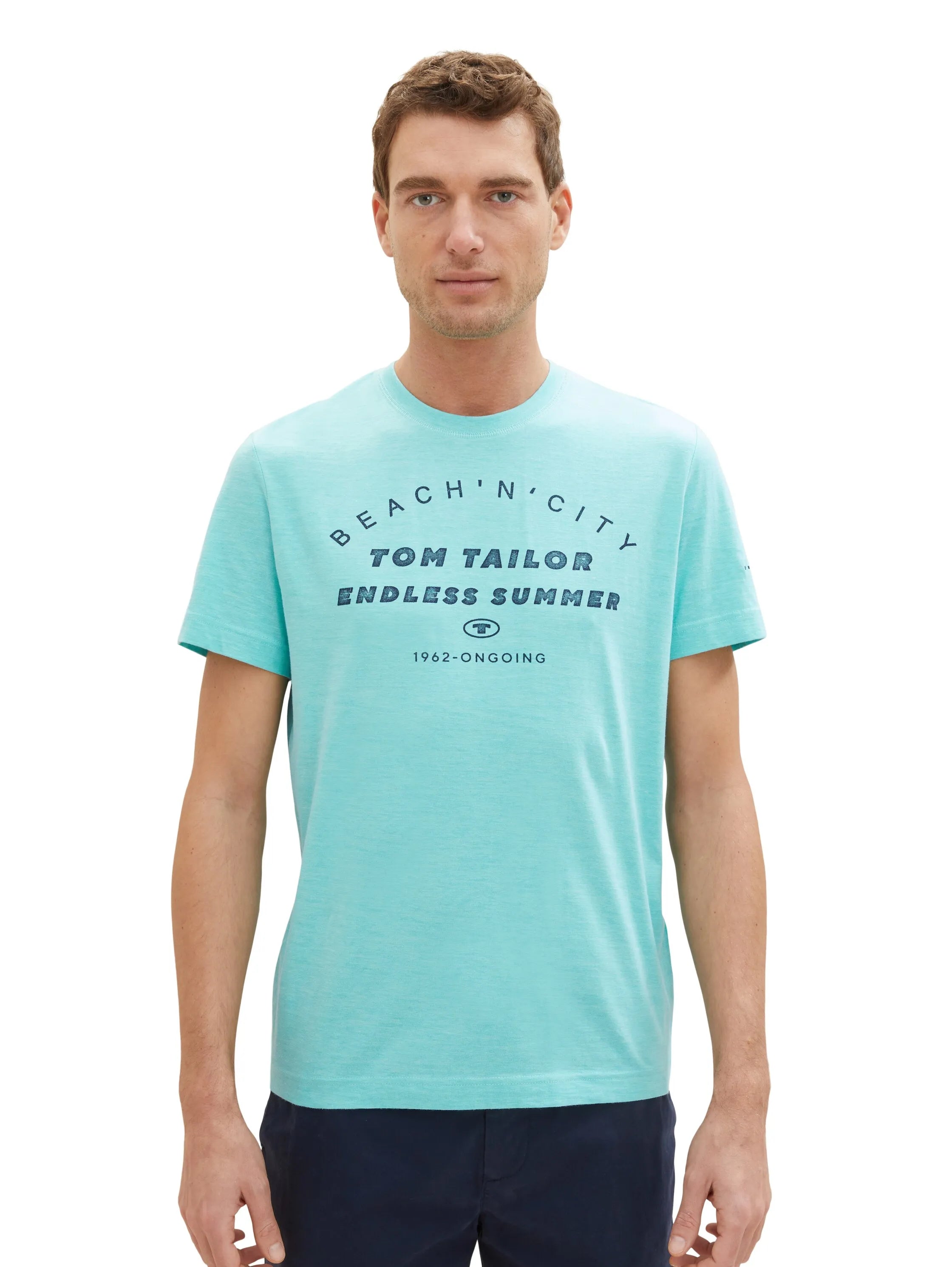 Tom Tailor Aqua Streaky Melange Men T-Shirt with a Print SKU: 1036418_32036 Image 05