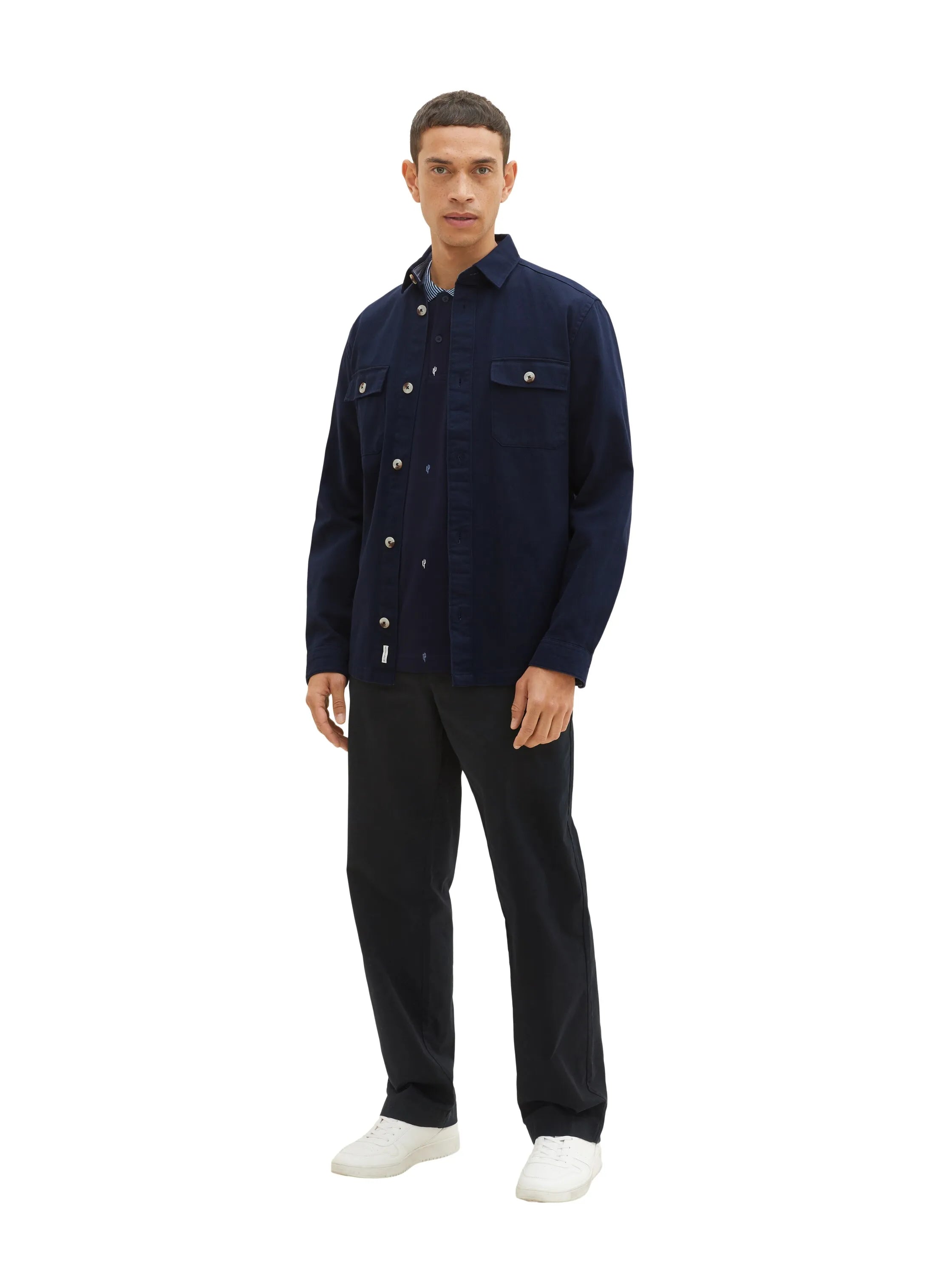Tom Tailor Navy Scattered Design Men Regular Fit Short-Sleeved Polo Shirt SKU: 1036439_31845 Image 02