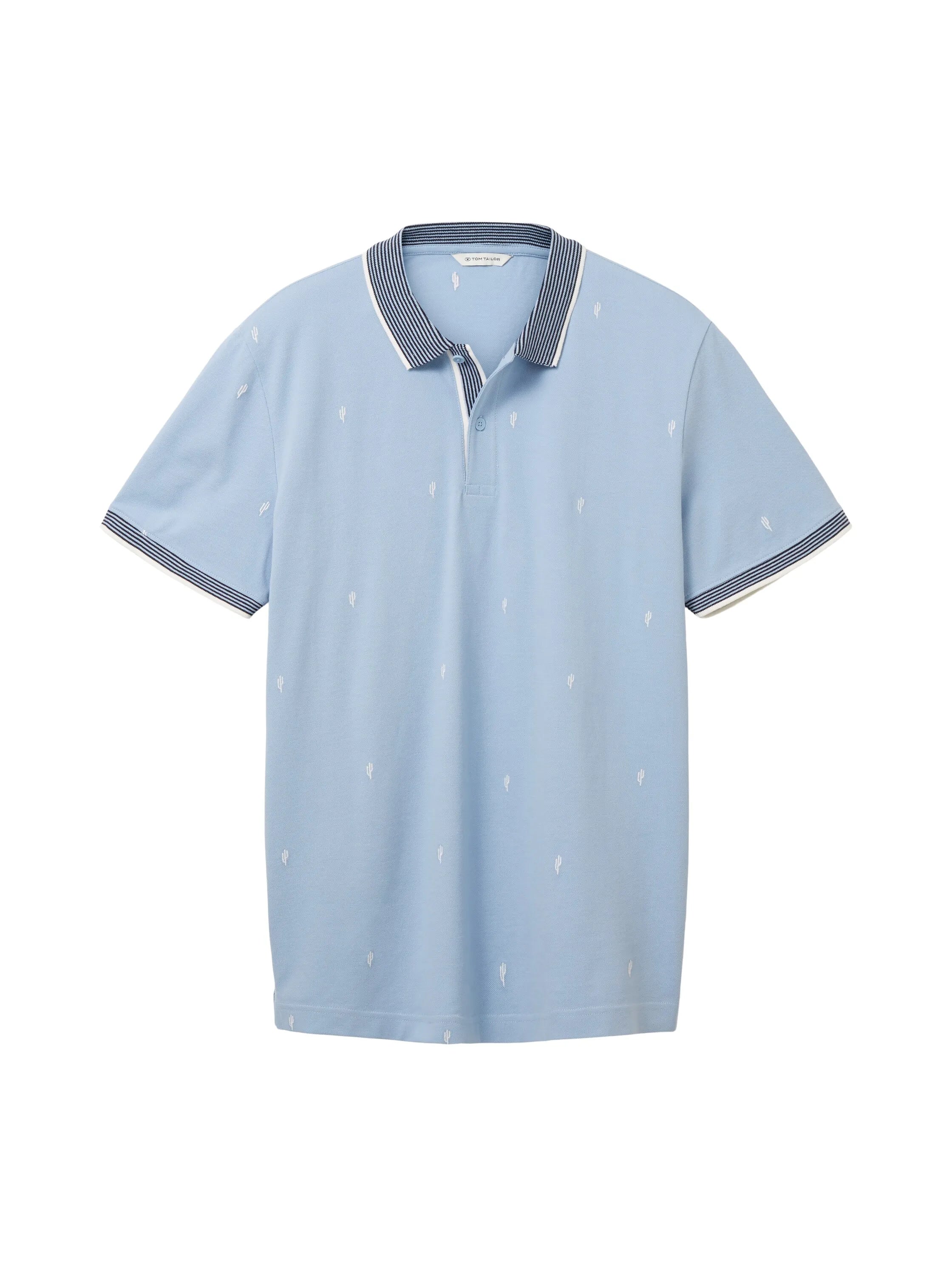 Tom Tailor Blue Tonal Scattered Design Men Regular Fit Short-Sleeved Polo Shirt SKU: 1036439_31968 Image 07