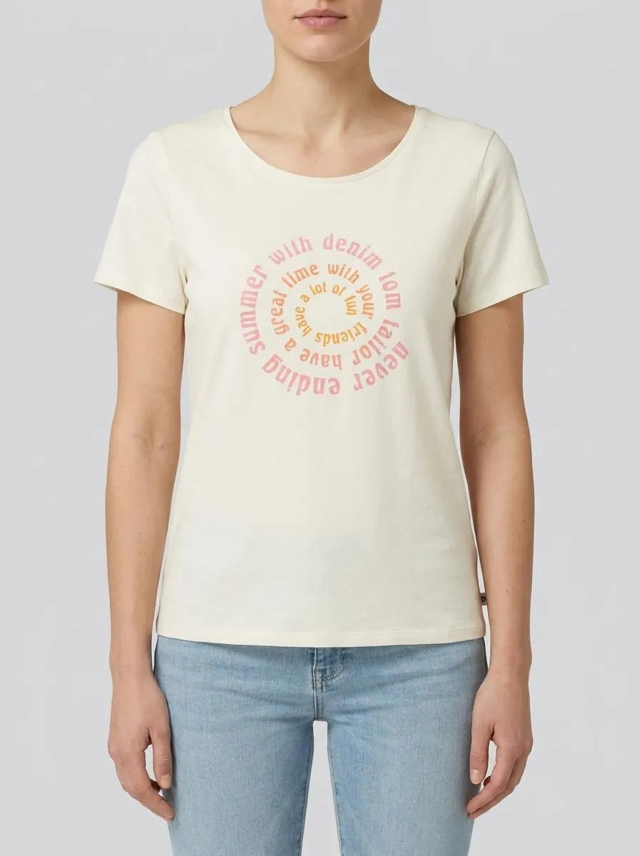 Denim Tom Tailor Gardenia White Women T-Shirt with a Print SKU: 1036532_10348 Image 00