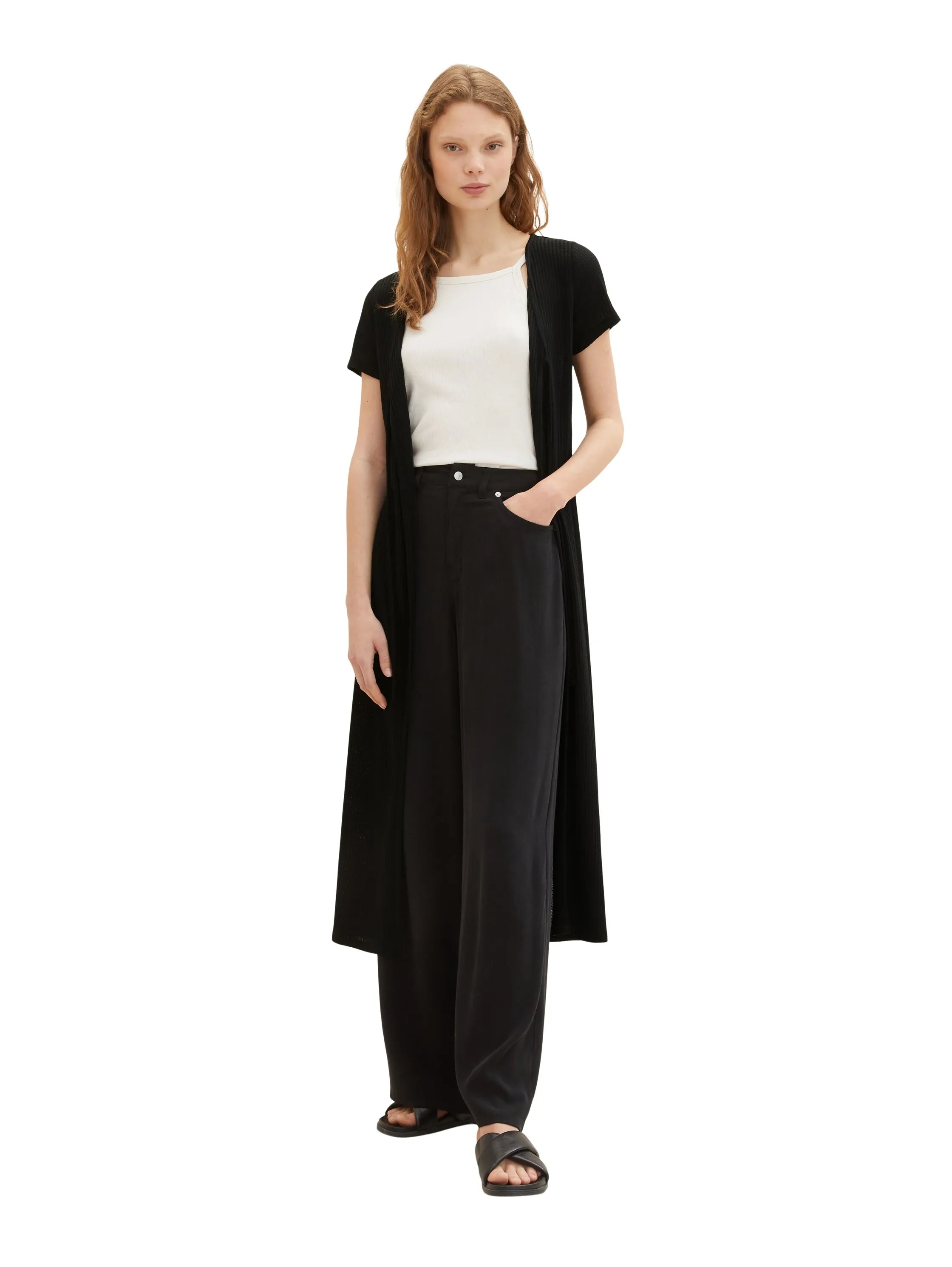 Denim Tom Tailor Deep Black Women Long Cardigan with a Waffle Texture SKU: 1036567_14482 Image 05