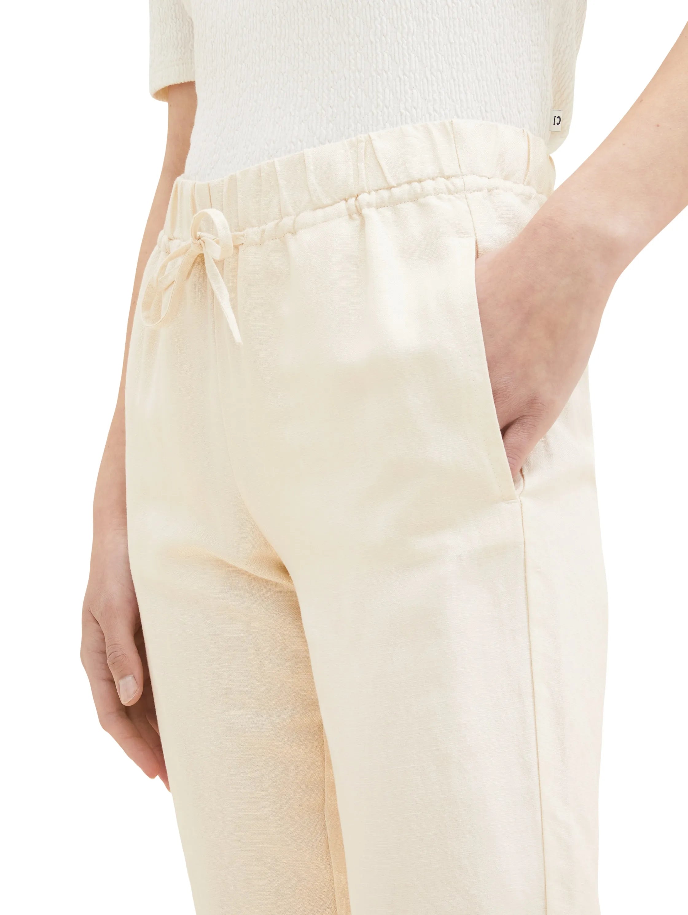 Tom Tailor Ivory Ecru Women Trousers with Linen SKU: 1036637_31649 Image 05