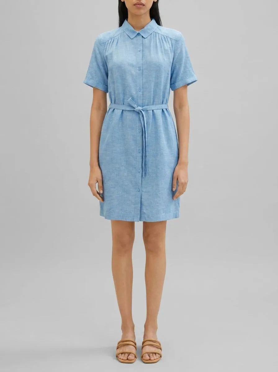 Tom Tailor Soft Cloud Blue Women Dress with Linen SKU: 1036654_21184 Image 00