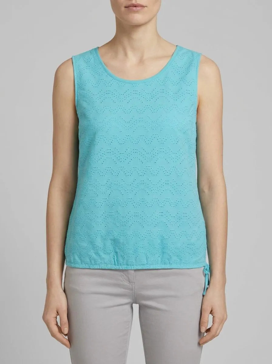 Tom Tailor Teal Radiance Women Top with Lace Details SKU: 1036793_26007 Image 00