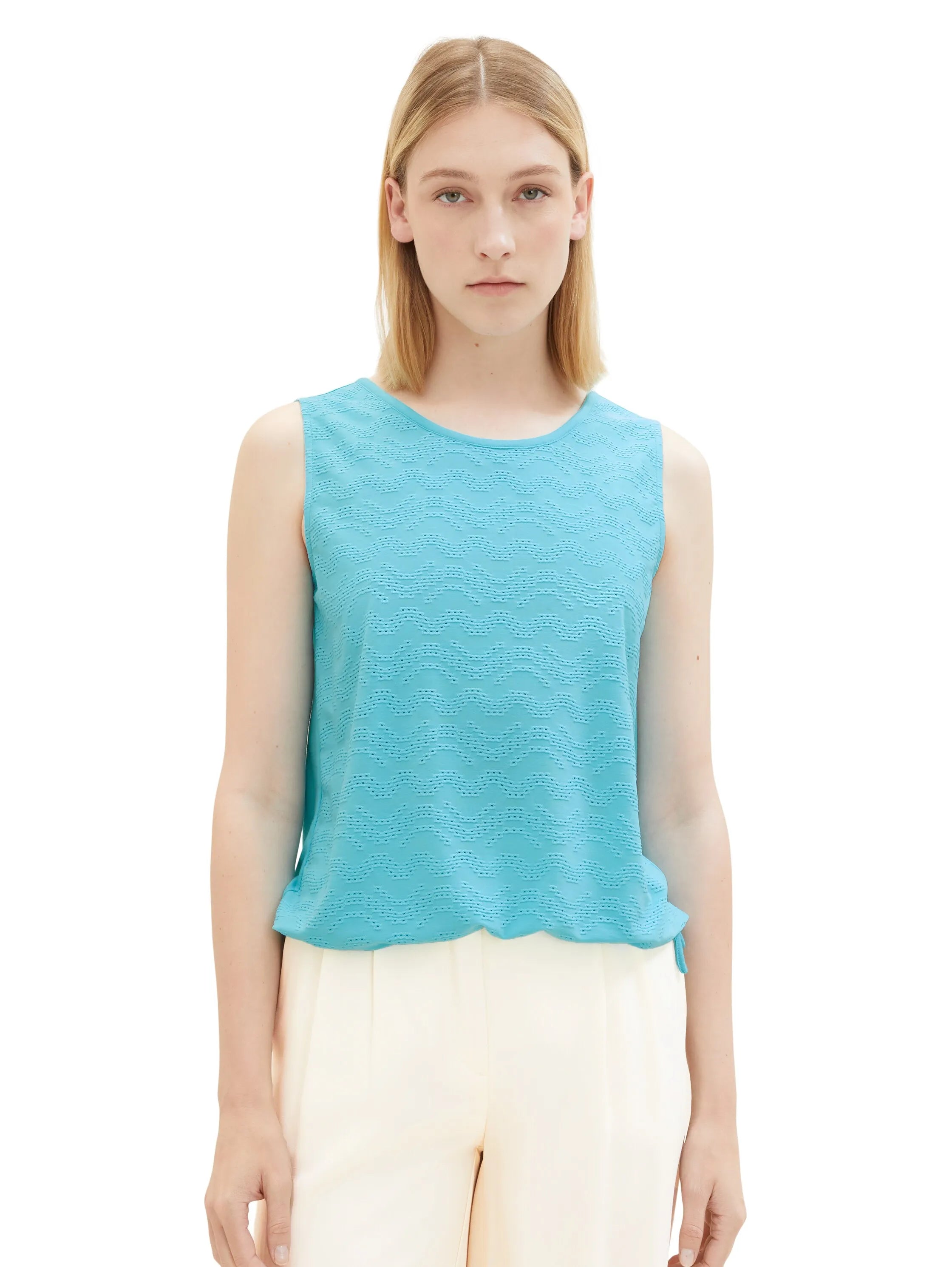 Tom Tailor Teal Radiance Women Top with Lace Details SKU: 1036793_26007 Image 01
