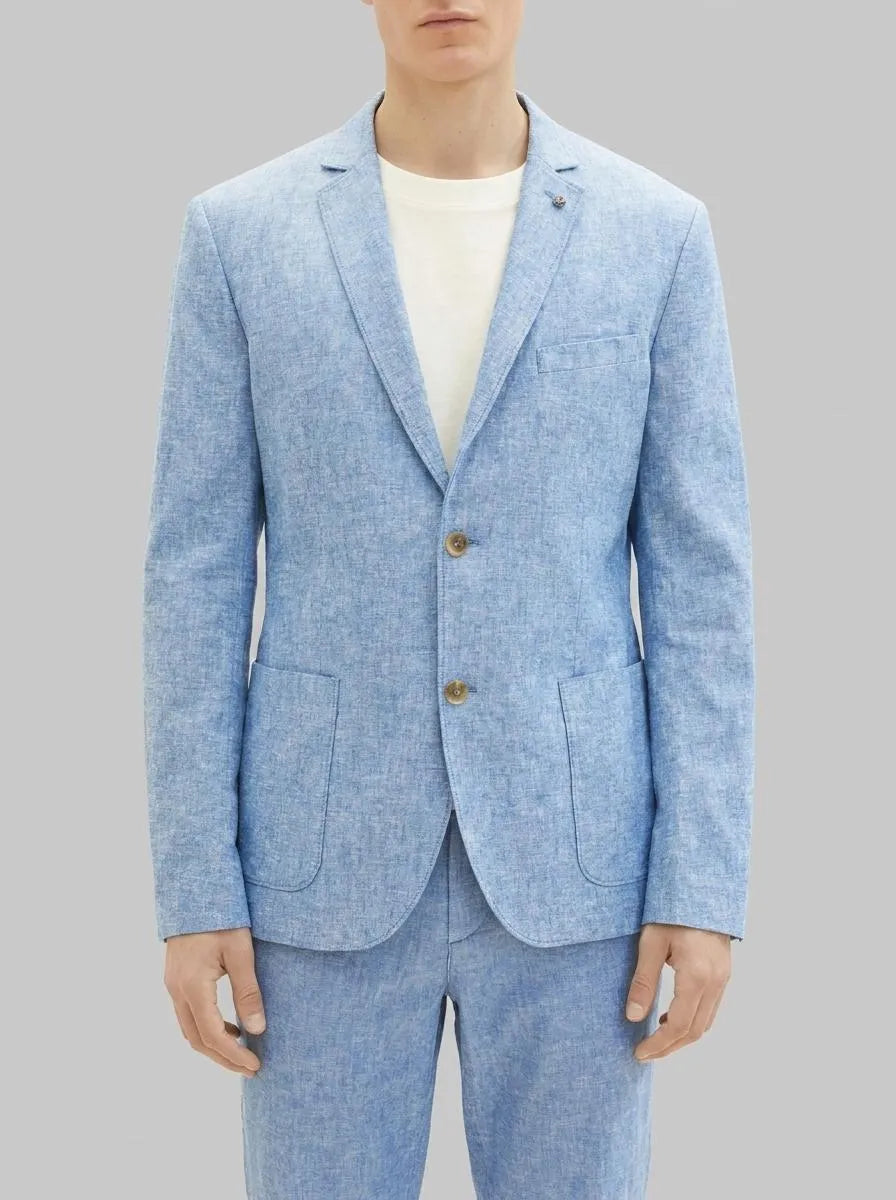 Tom Tailor Helsinki Night Blue Chambray Men Linen Blazer SKU: 1037190_26507 Image 00