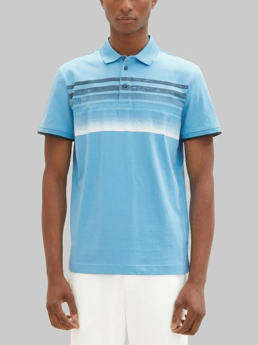 Tom Tailor Rainy Sky Blue Men Polo Shirt with a Print SKU: 1037278_18395 Image 00