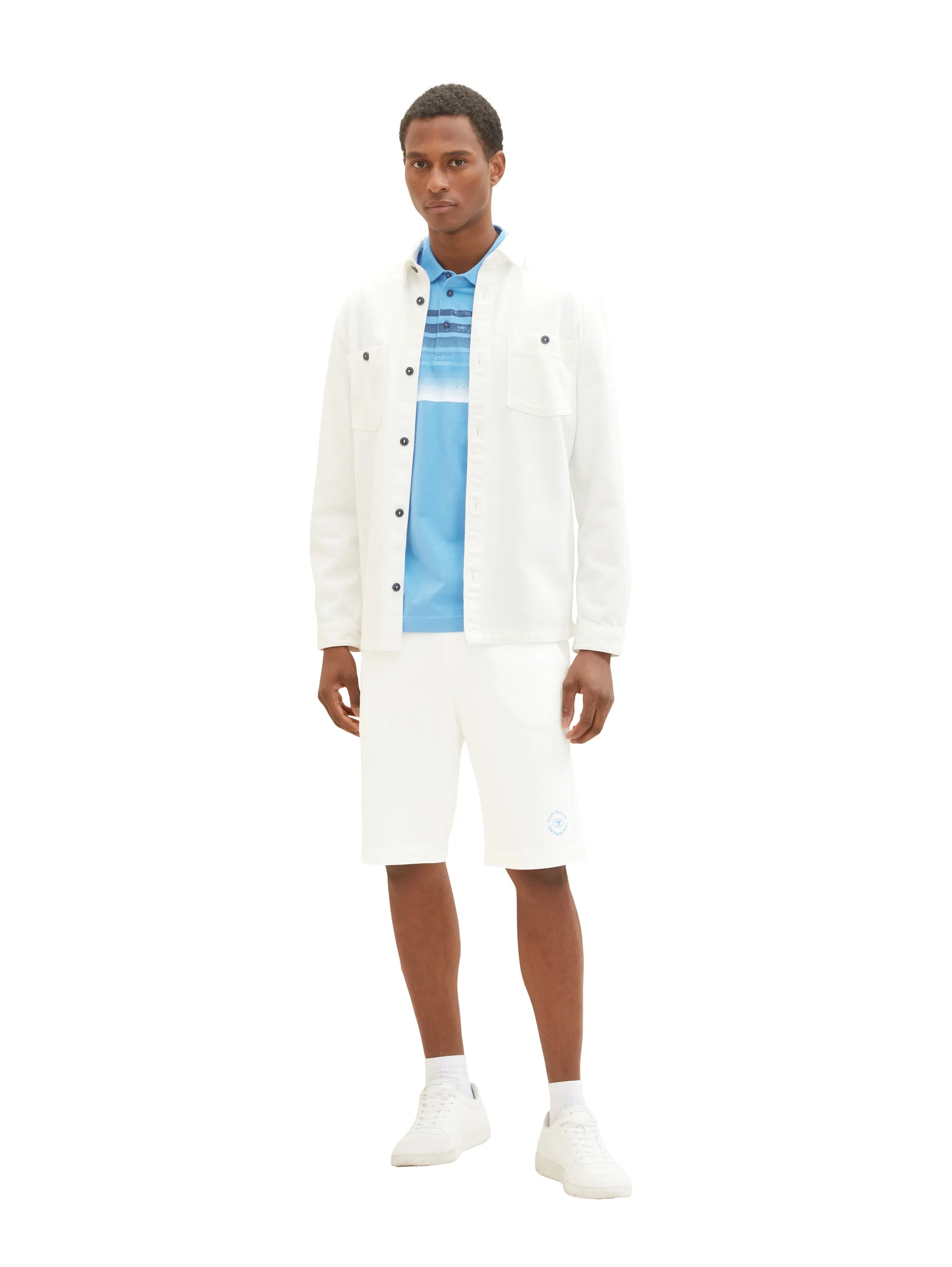 Tom Tailor Rainy Sky Blue Men Polo Shirt with a Print SKU: 1037278_18395 Image 05