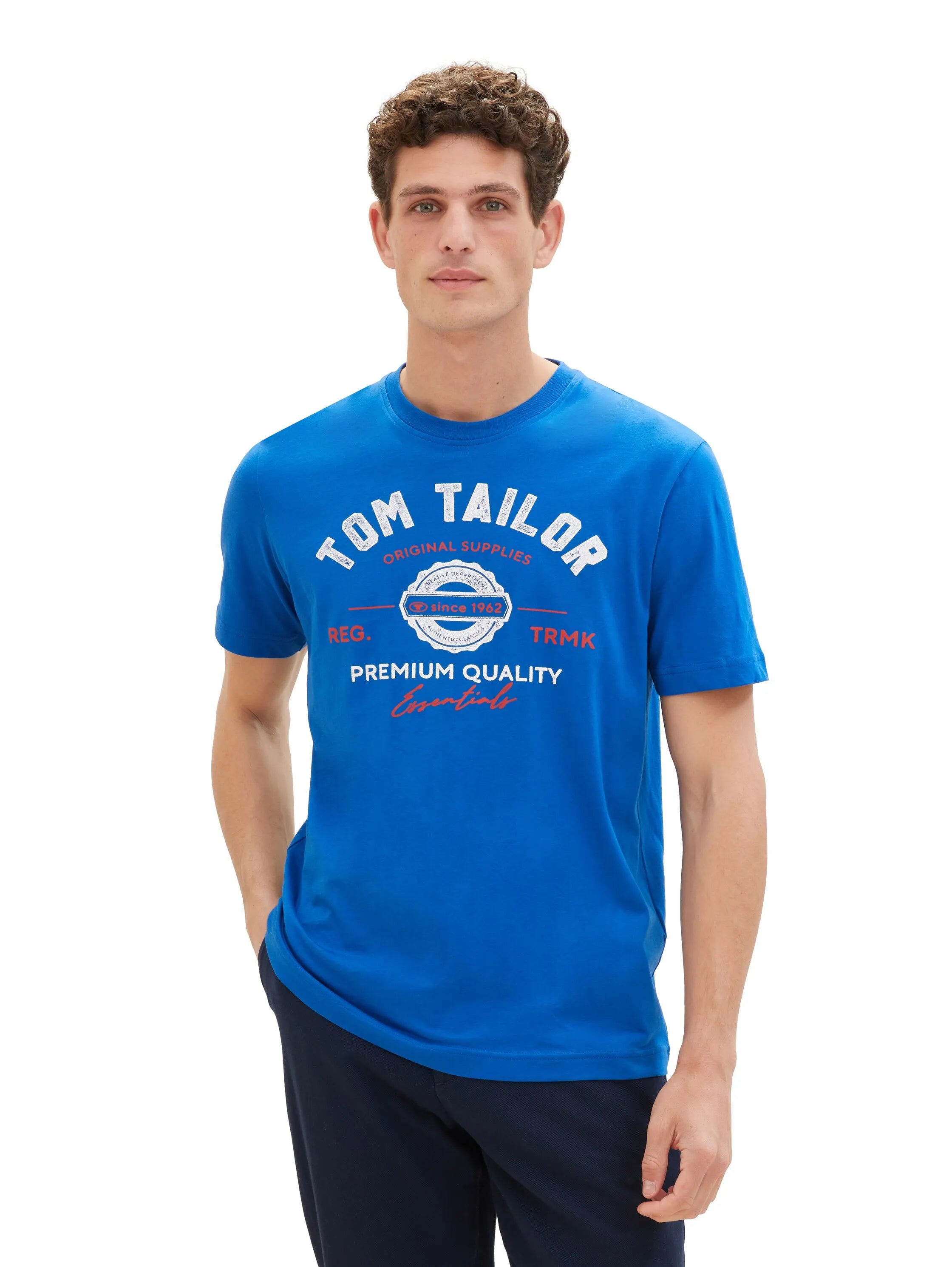 Tom Tailor Sure Blue Men T-Shirt with Logo Print SKU: 1037735_12393 Image 01