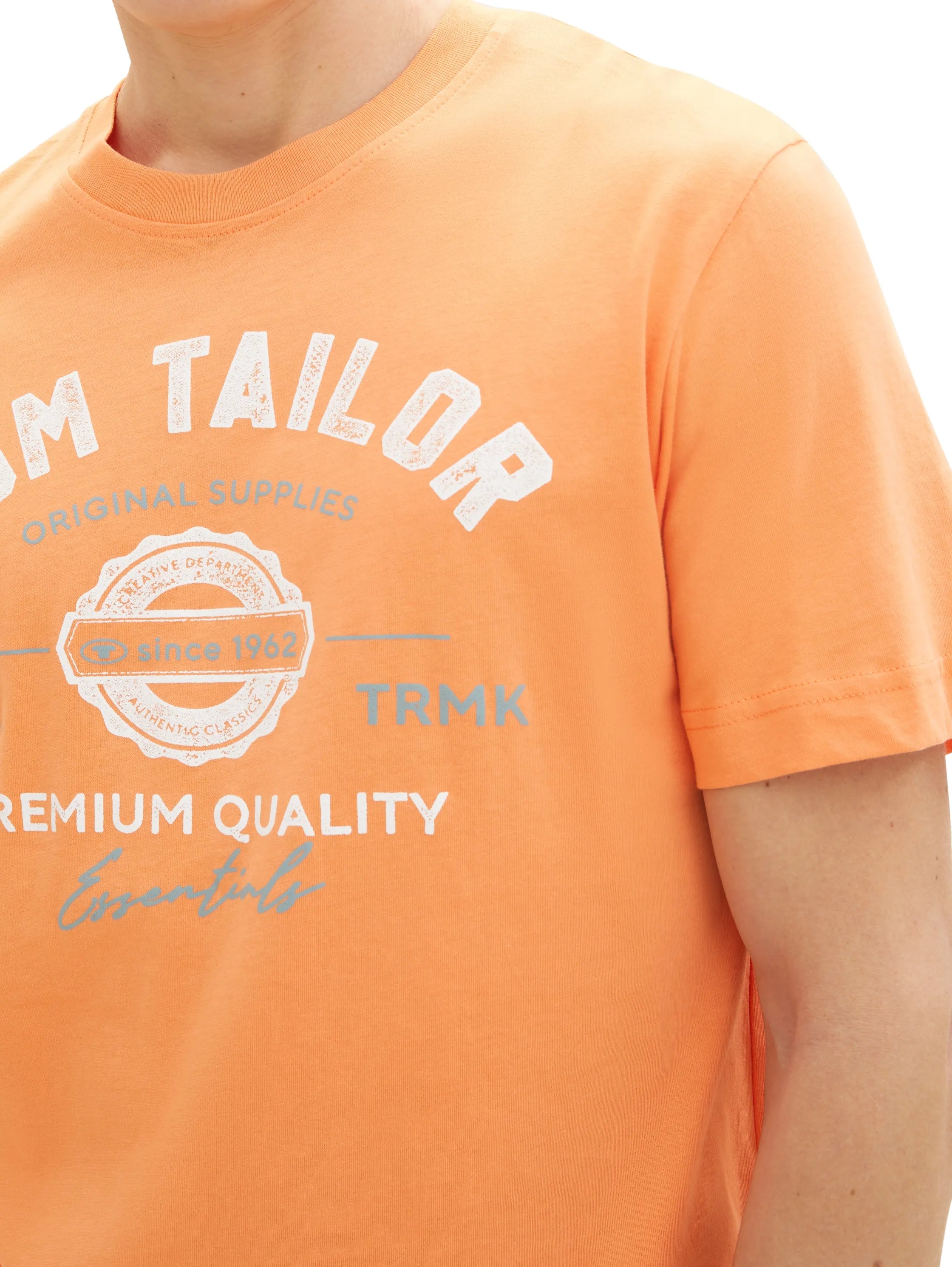 Tom Tailor Fruity Melon Orange Men T-Shirt with Logo Print SKU: 1037735_22195 Image 04