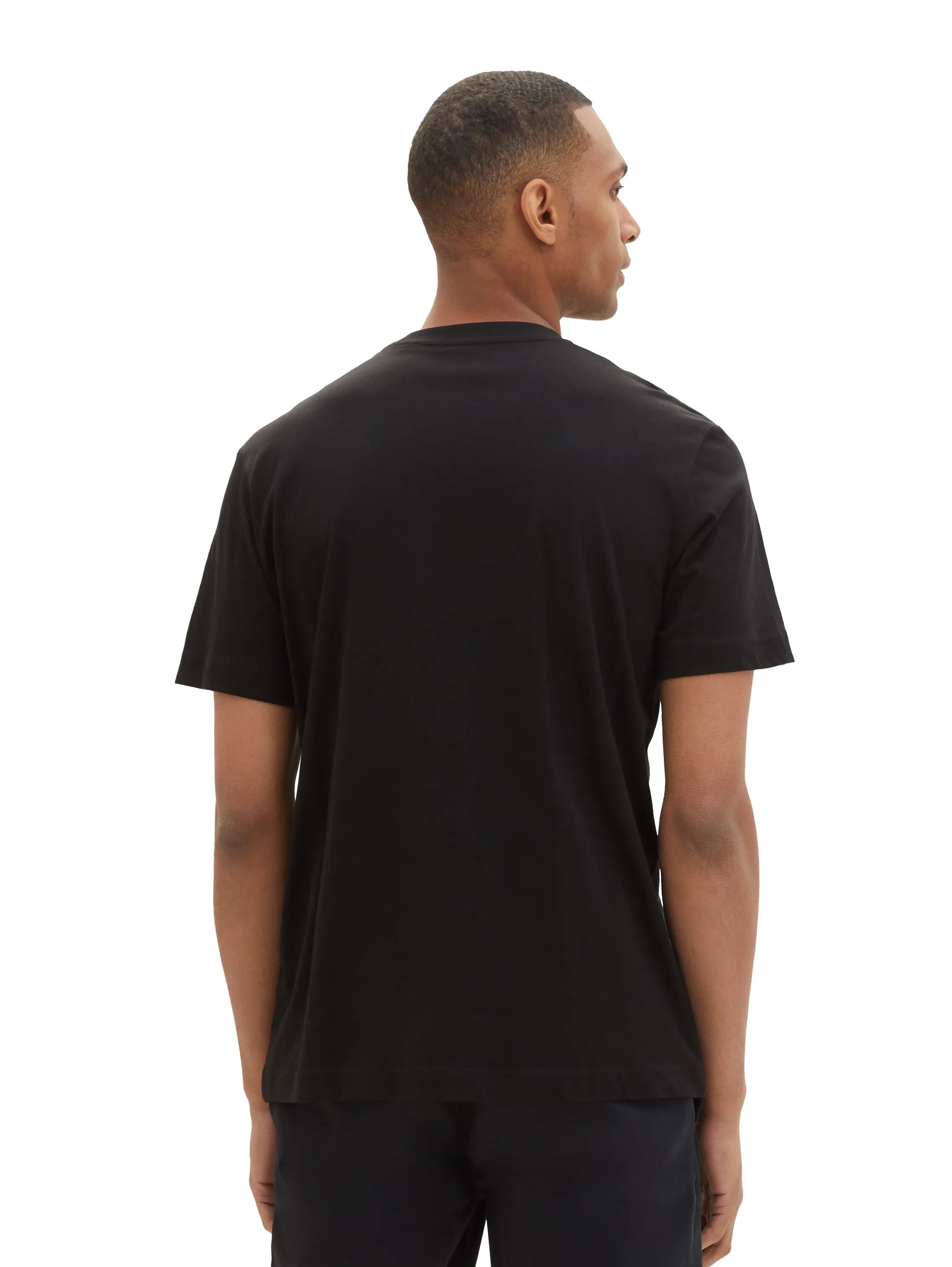 Tom Tailor Black Men T-Shirt with Logo Print SKU: 1037735_29999 Image 03