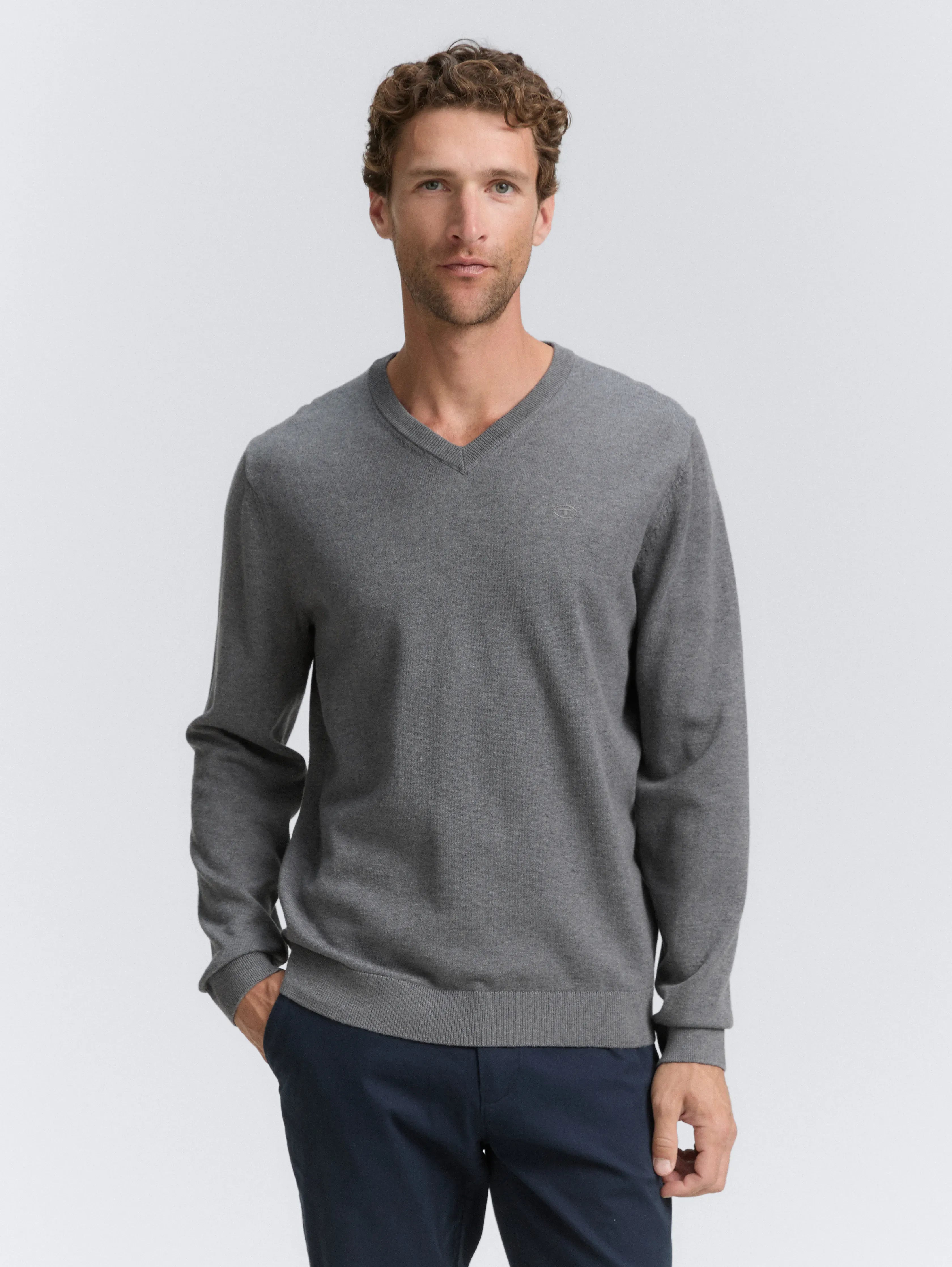 Tom Tailor_0_Cotton V-Neck Knitted Jumper_1039811_38679_02